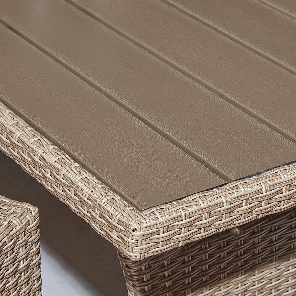Aston 9 Seater Rattan Corner Sofa Set with Polywood Table Top - Natural Brown - Image 9