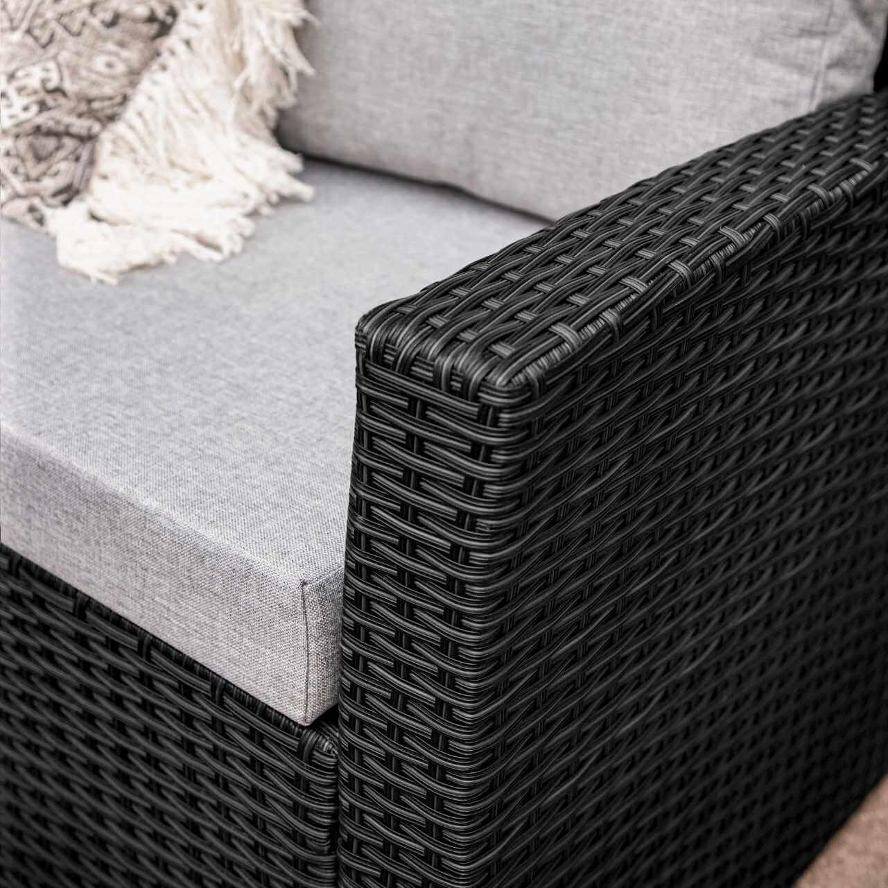Outlet - Aston Rattan Corner Sofa Set - 9 Seater - Black - Image 4