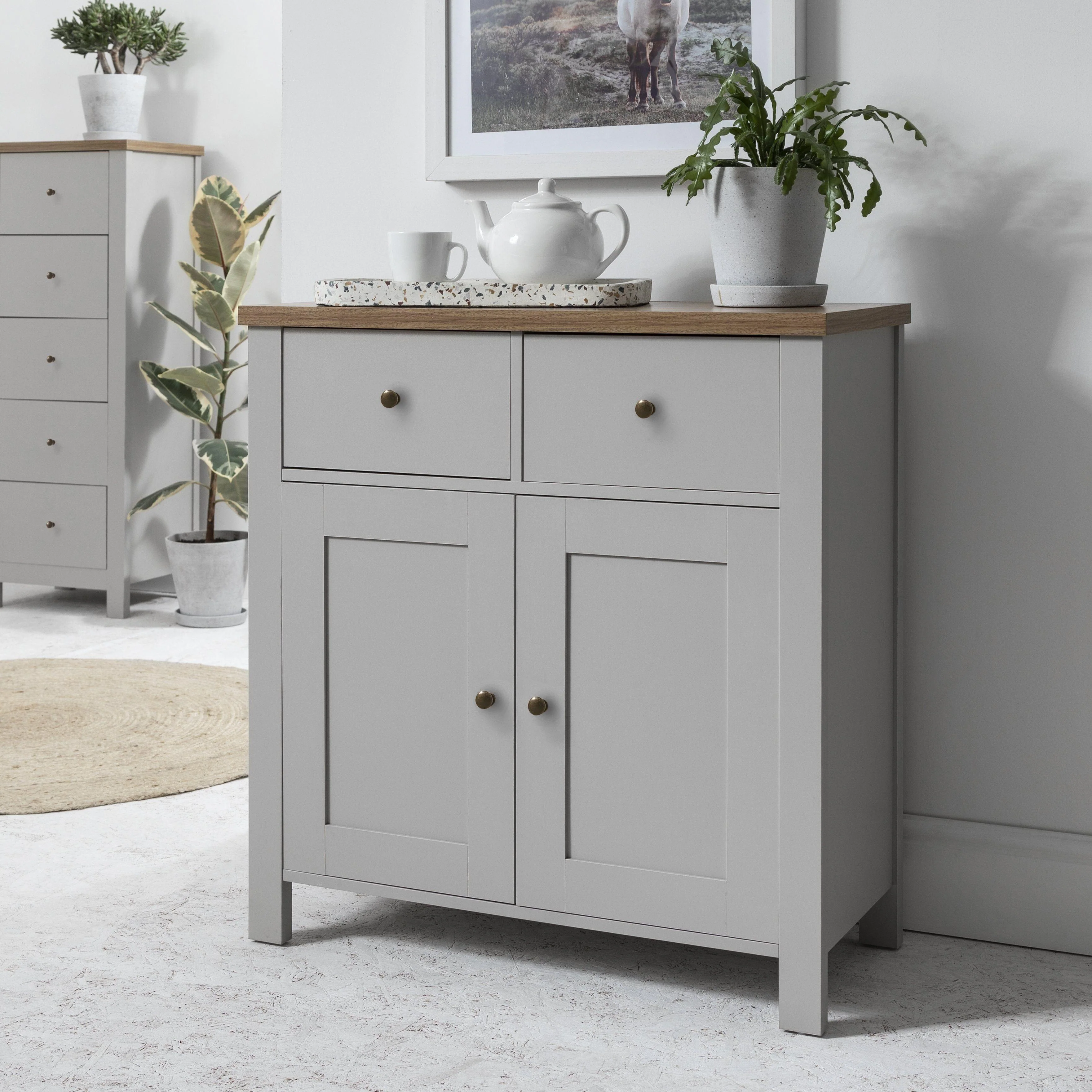 Bampton 2 Door Sideboard - Stone Grey
