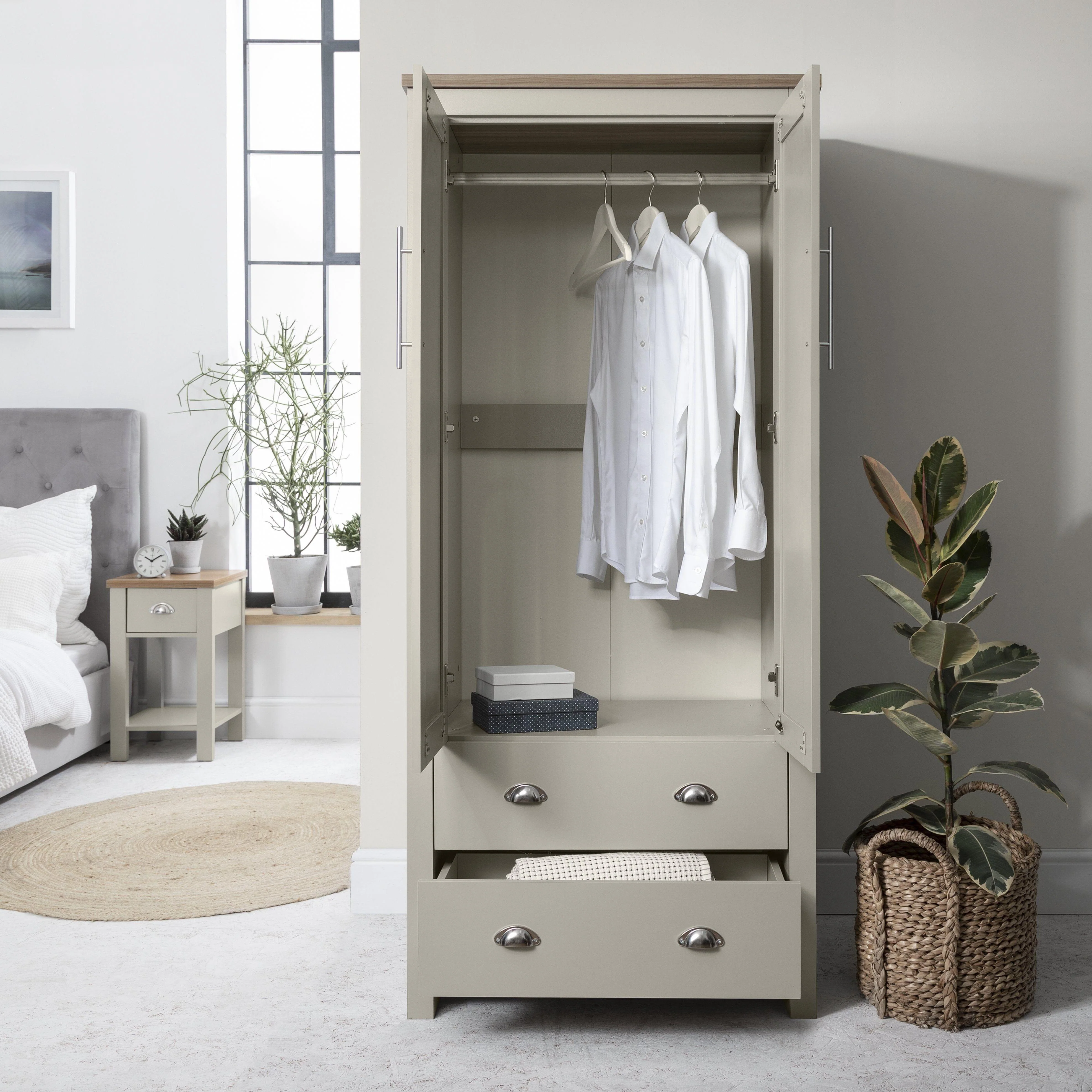 Outlet - Bampton 2 Door Wardrobe in Grey - Image 3