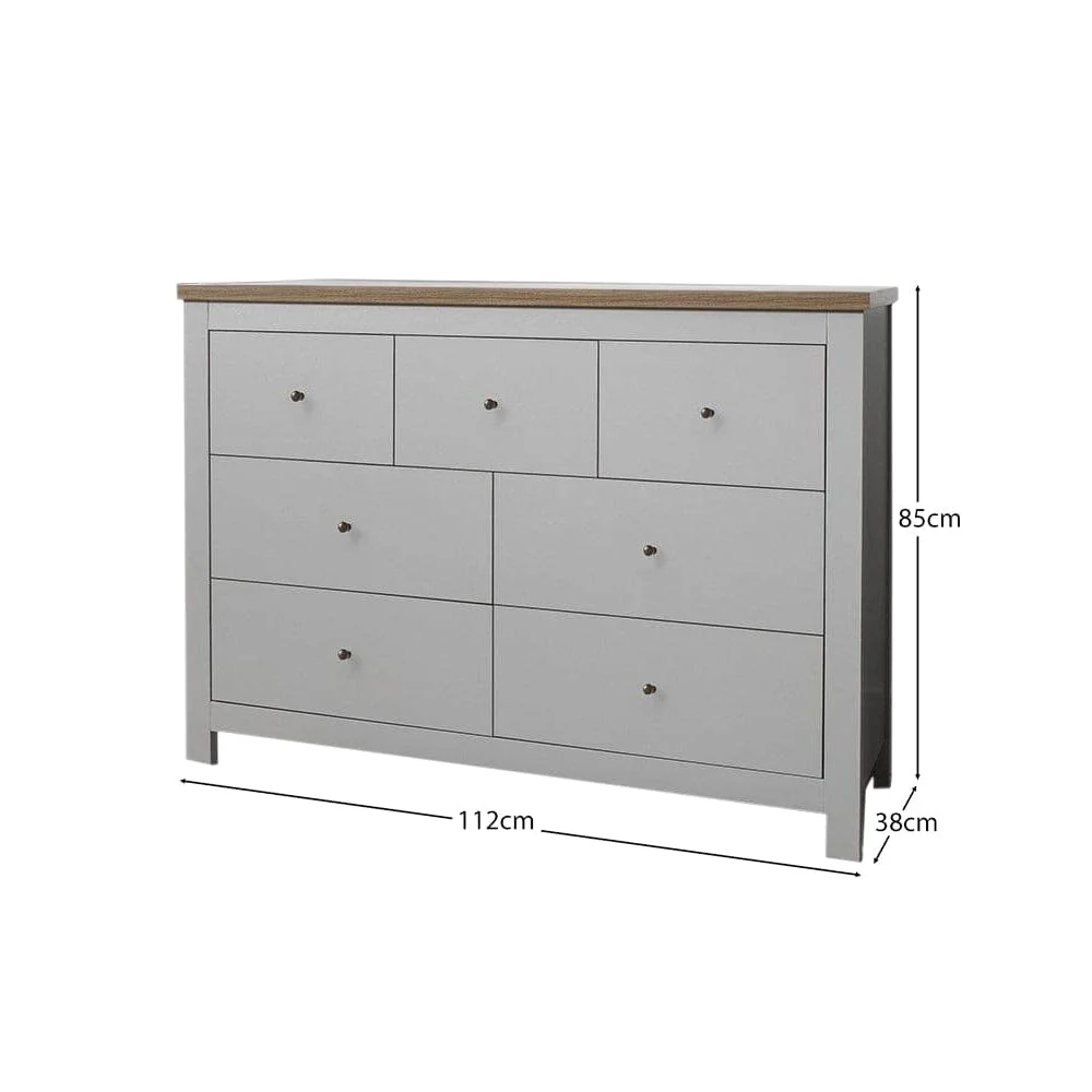 Outlet - Bampton 7 Drawer Chest of Drawers - Stone Grey - Image 2