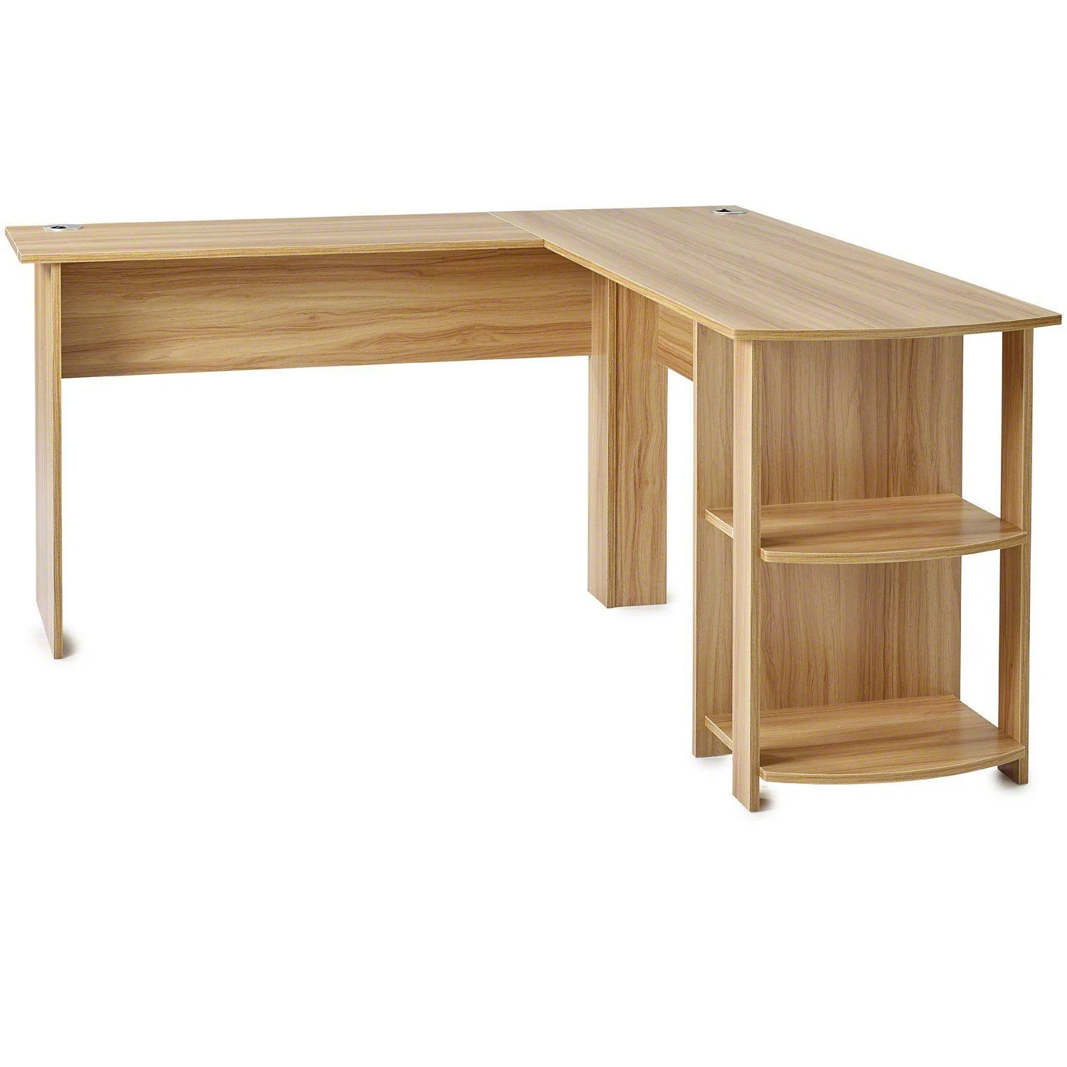 Outlet - Beech L-Shaped Computer Desk With Shelves - Image 3