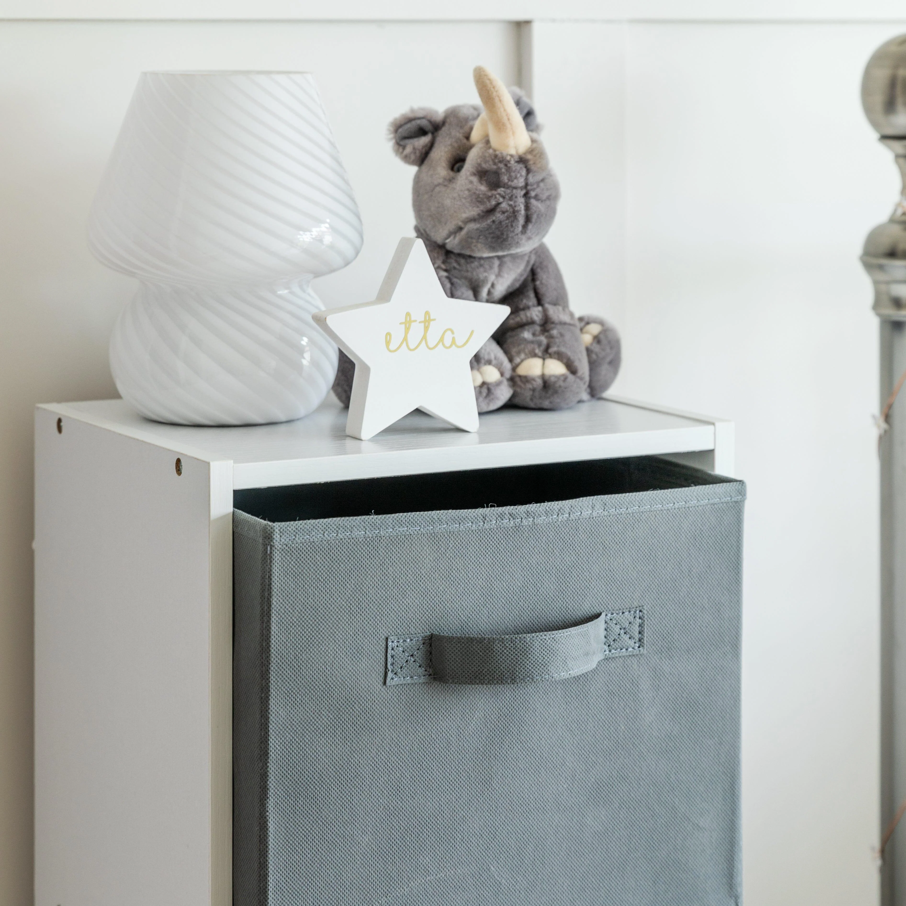 Cara Fabric Cube Storage Box - Small - Grey - Image 3