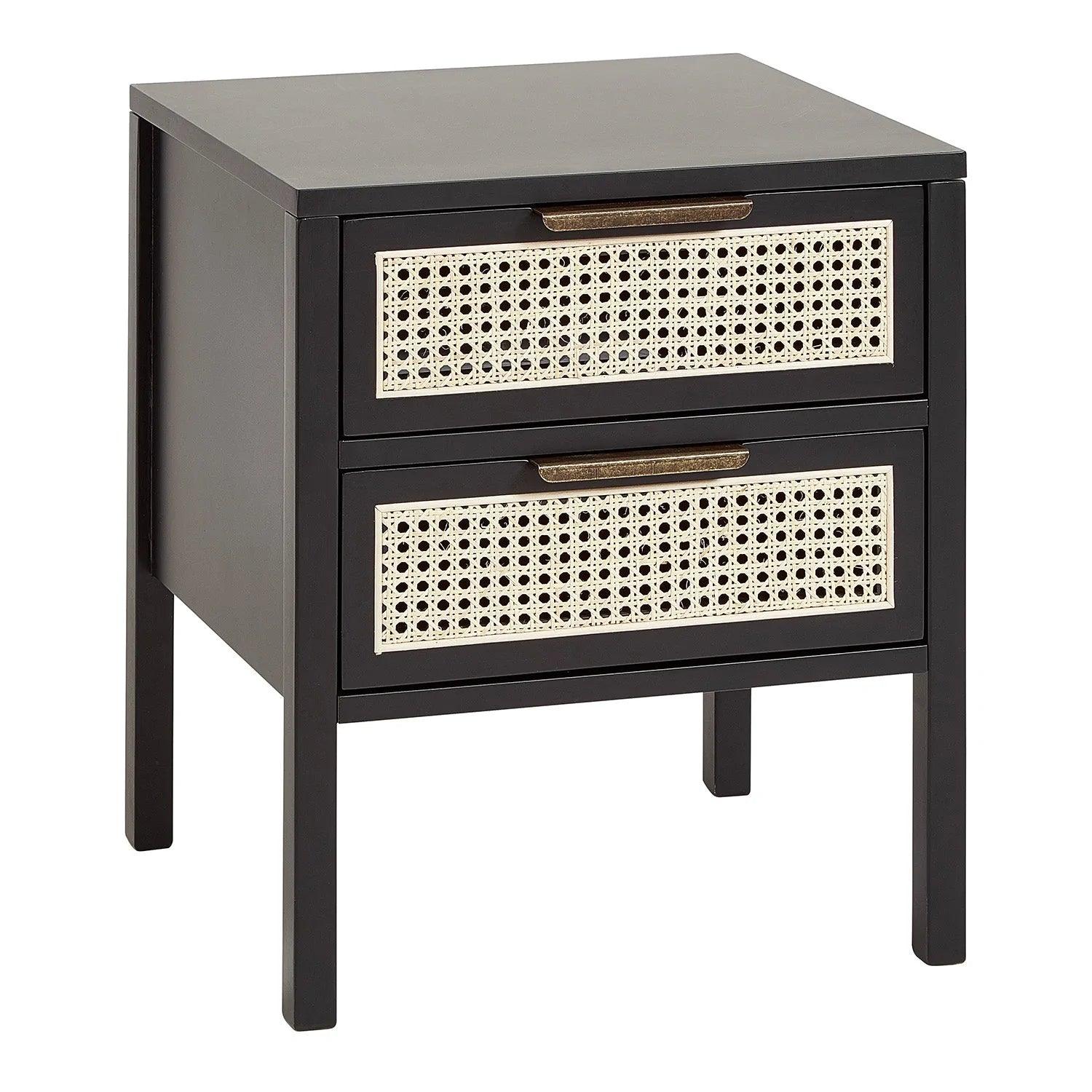 Outlet - Charlie Bedside Table - 2 Drawer - Black - Image 3