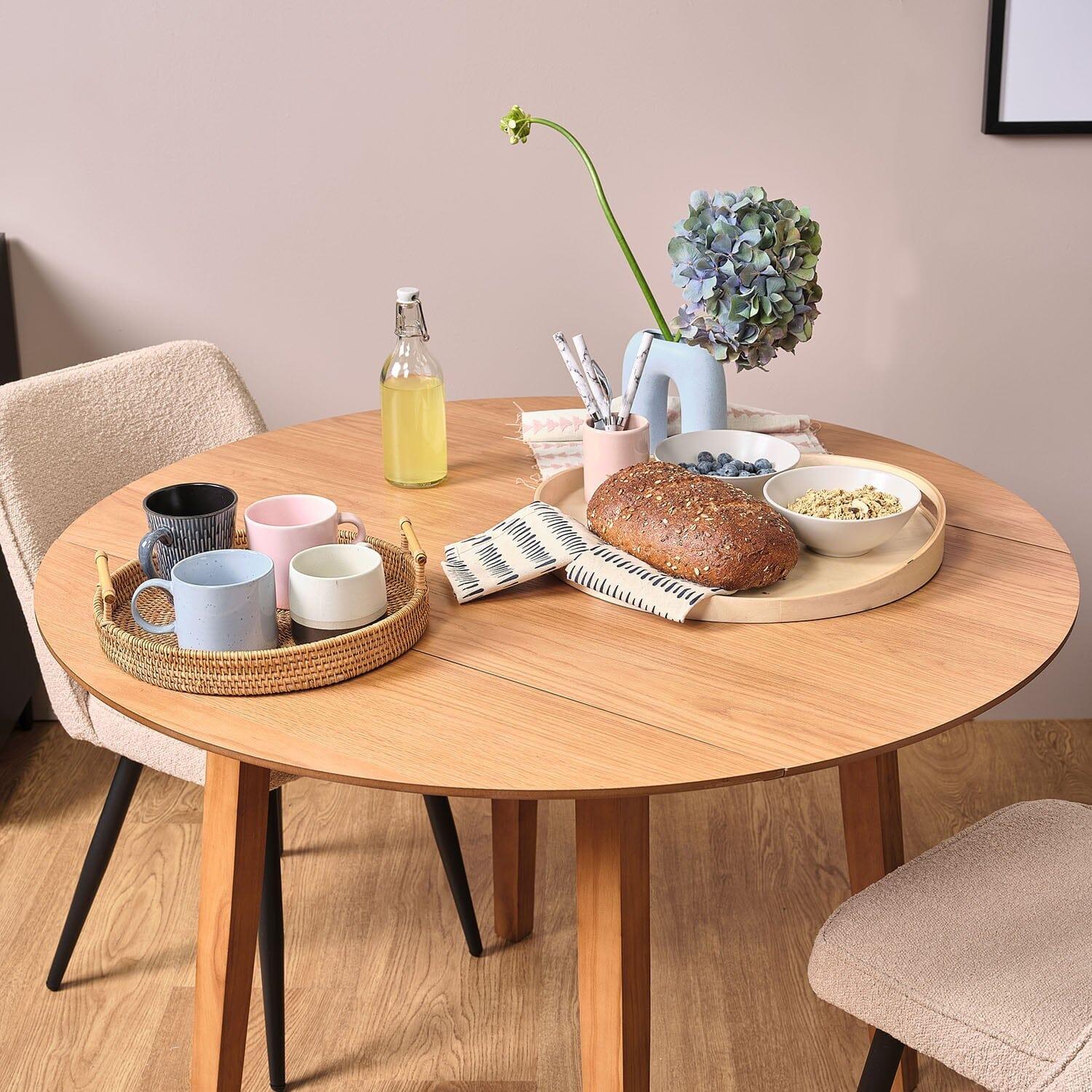 Outlet - Charlie Natural Wood Effect Dining Table - Drop Leaf - Image 7