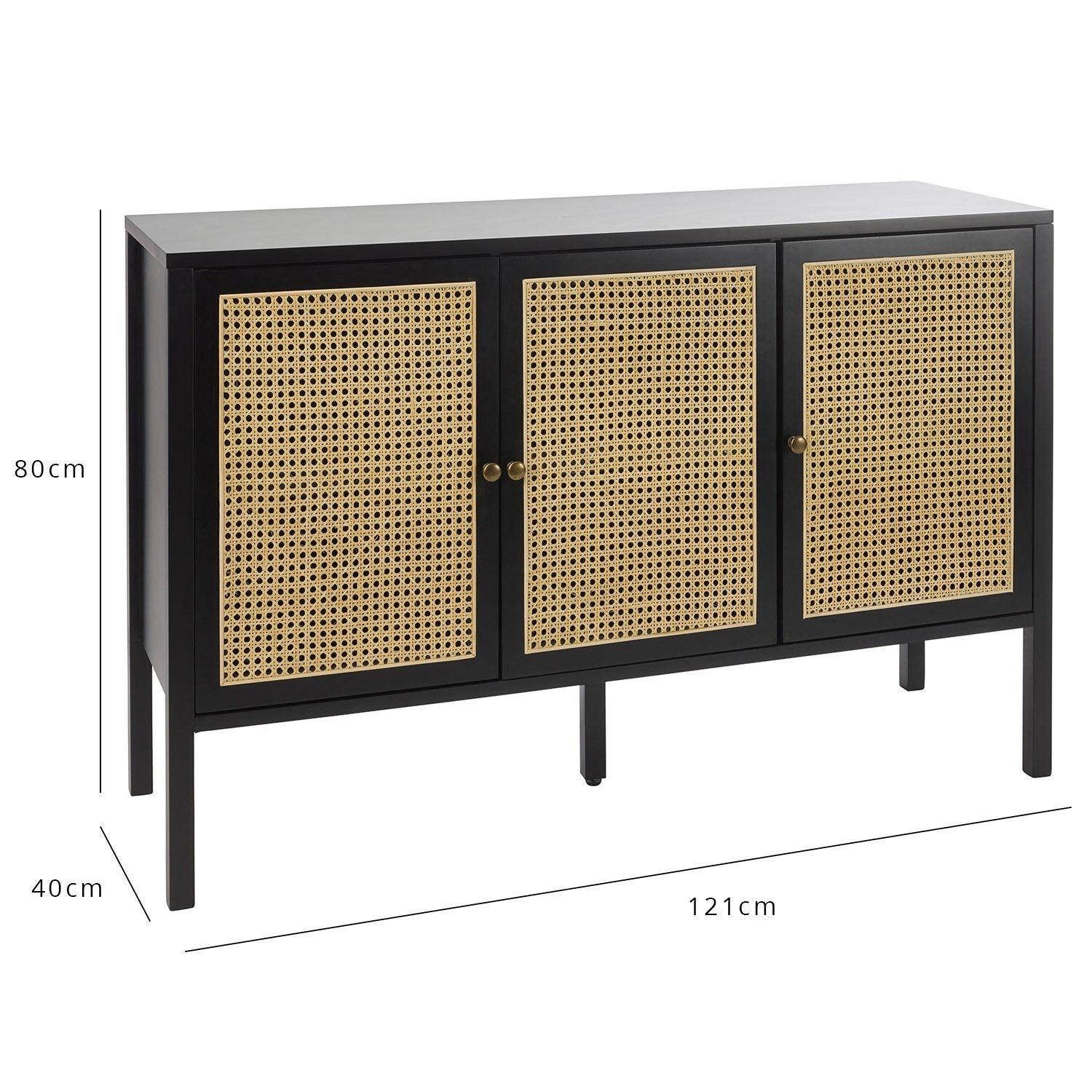 Outlet - Charlie Sideboard - Cane Front - Black - Image 9