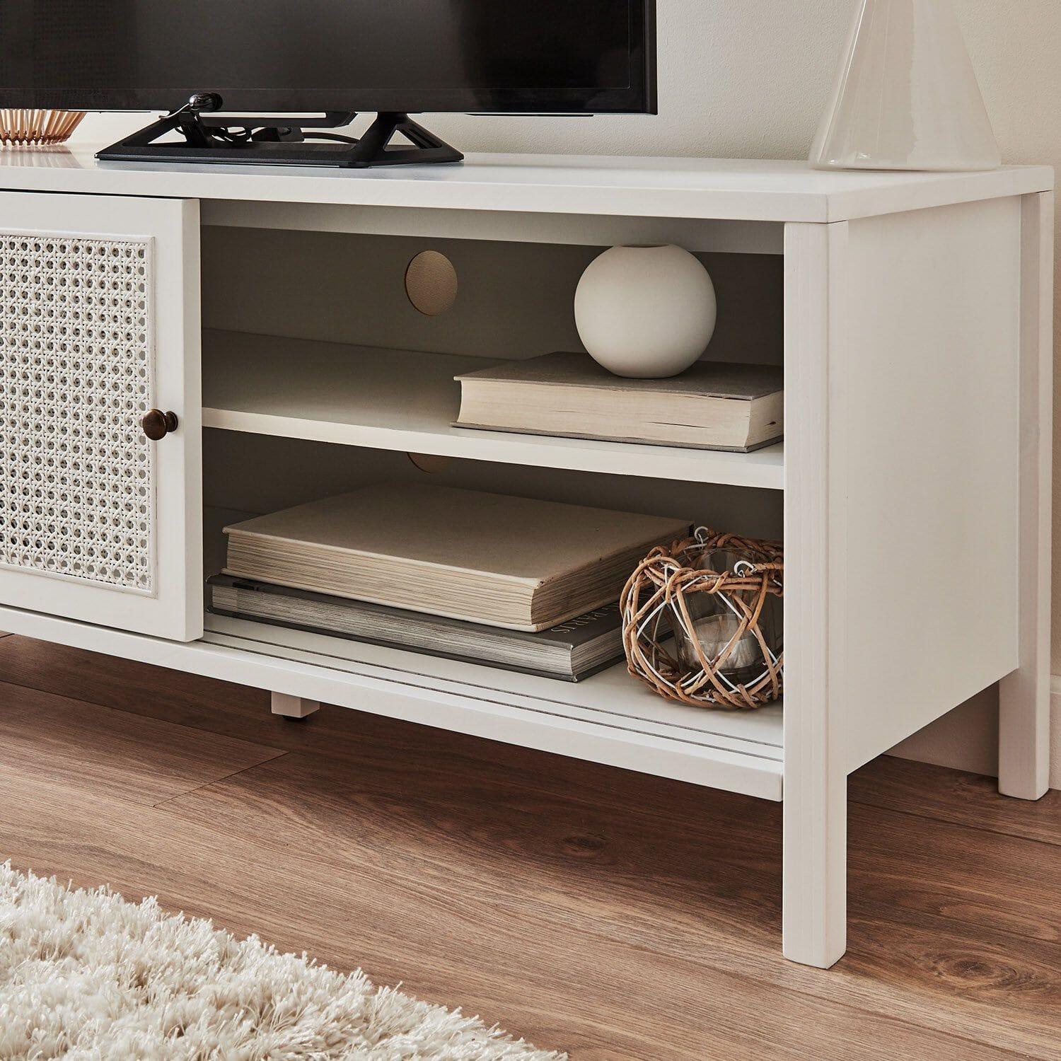 Outlet - Charlie TV Unit - Cane Front - White - Image 3