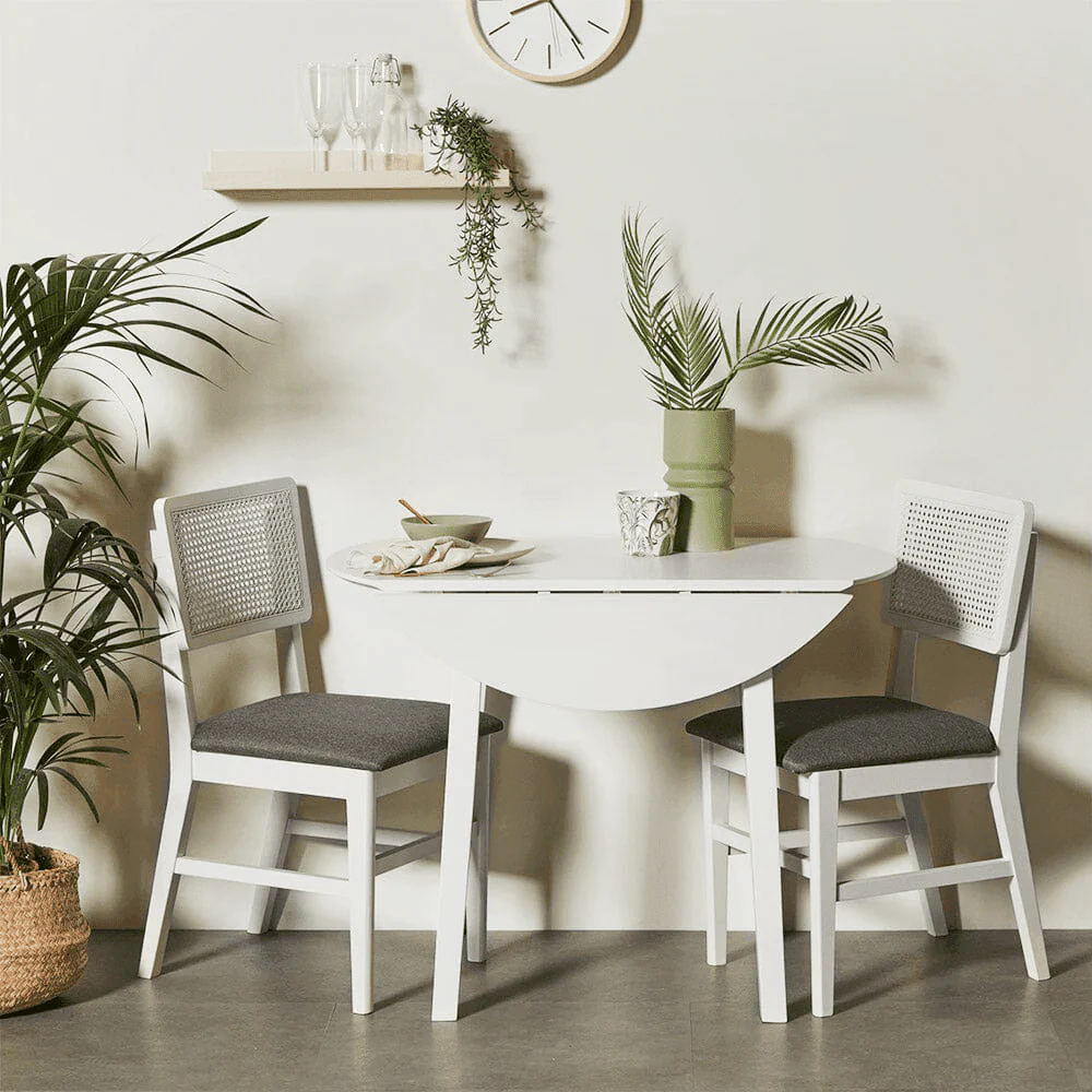 Outlet - Charlie White Round dining table - with drop leaf - Image 7