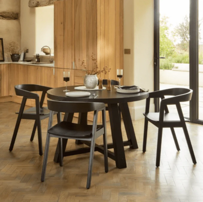 Outlet - Charlotte Black Oak Round Dining Table - Image 2