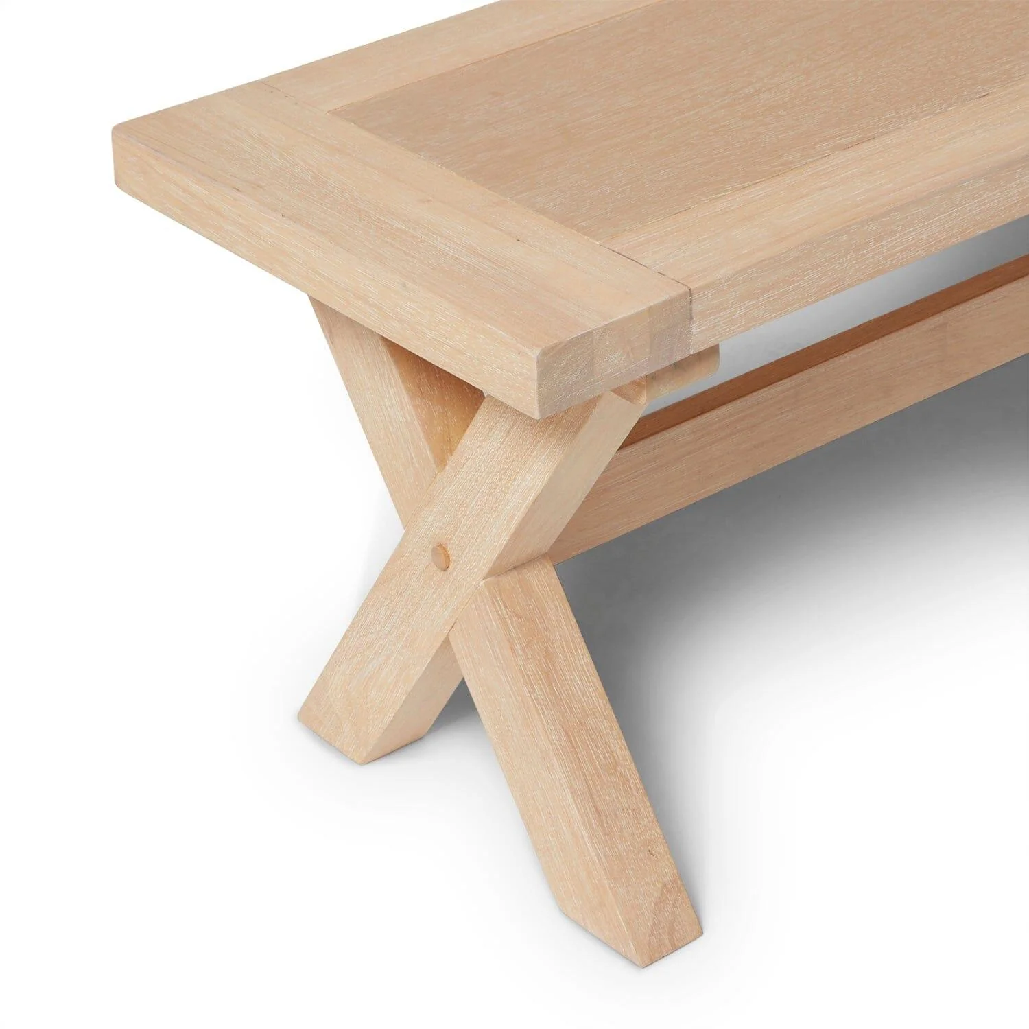 Outlet - Charlotte Whitewash Oak Cross Leg Bench - Image 4