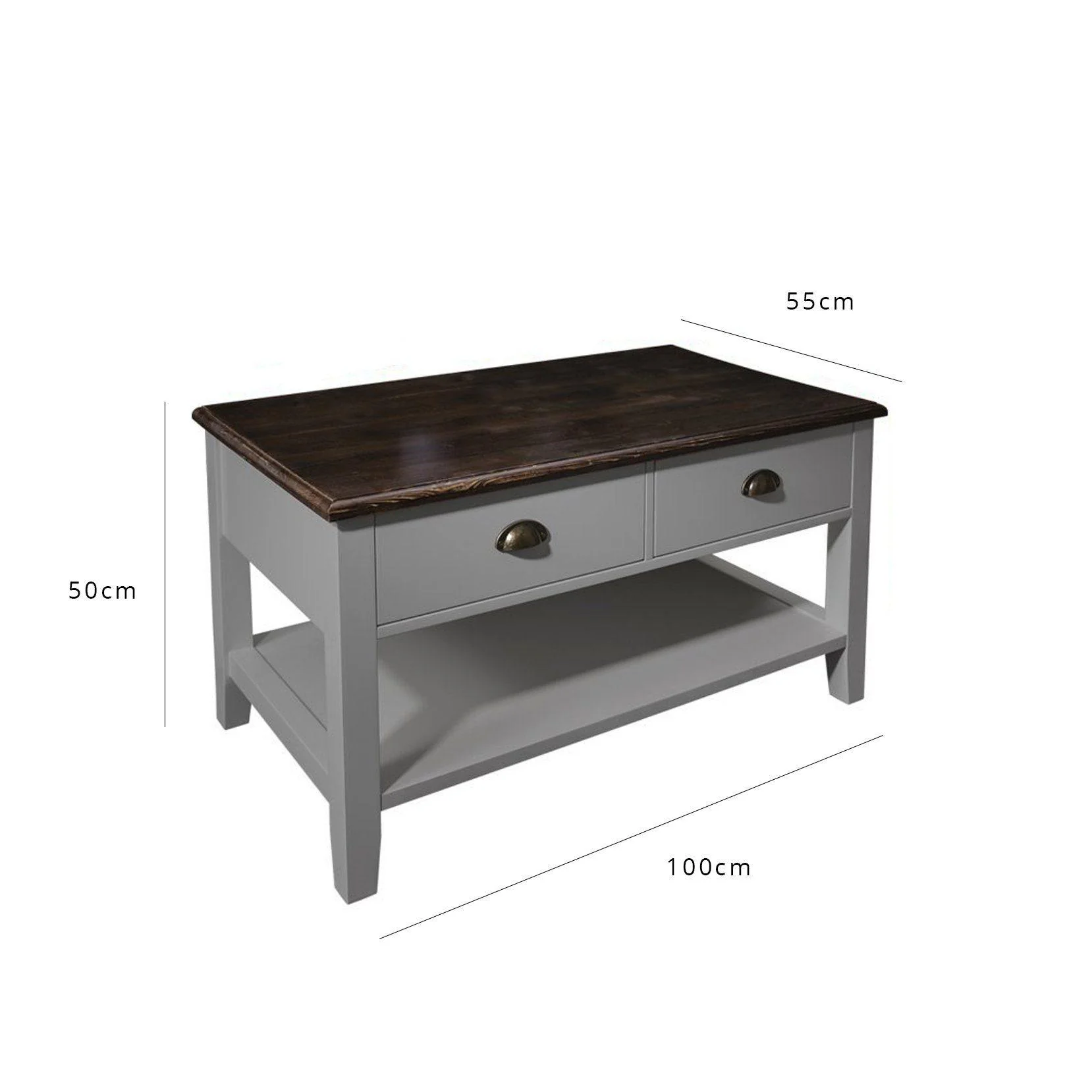 Outlet - Chatsworth Wooden Coffee Table - Storage Drawers - Grey - Image 6