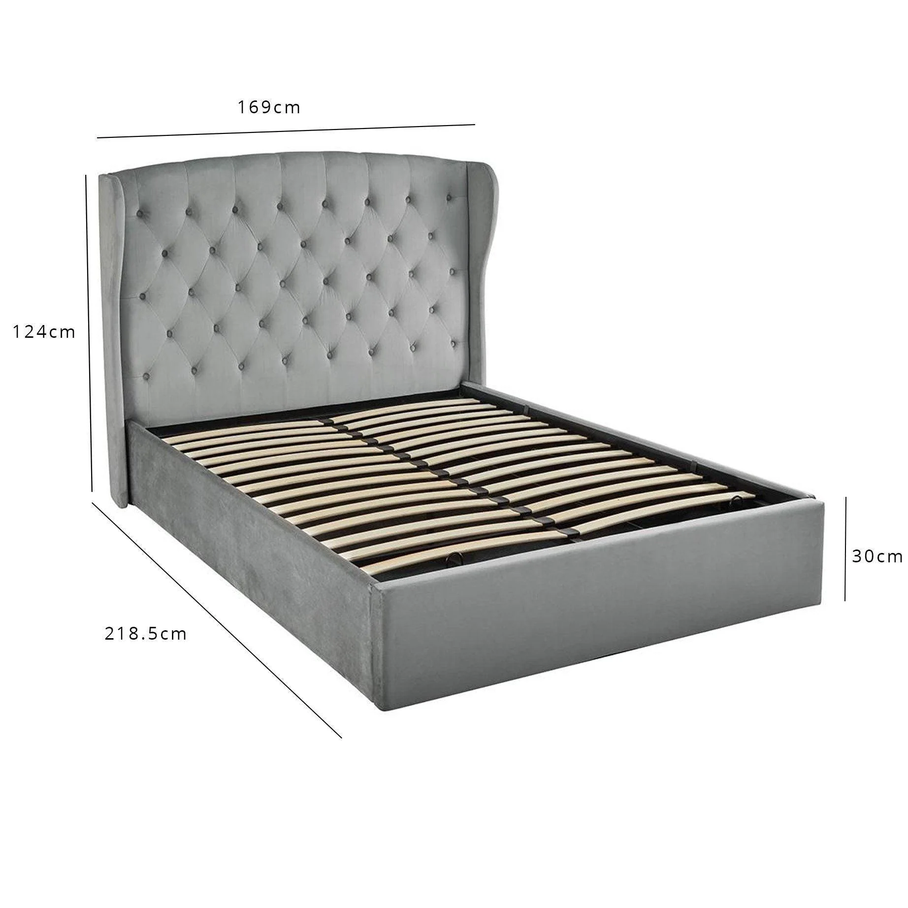 Outlet - Daisy King Size Ottoman Bed - Grey Velvet - Image 9