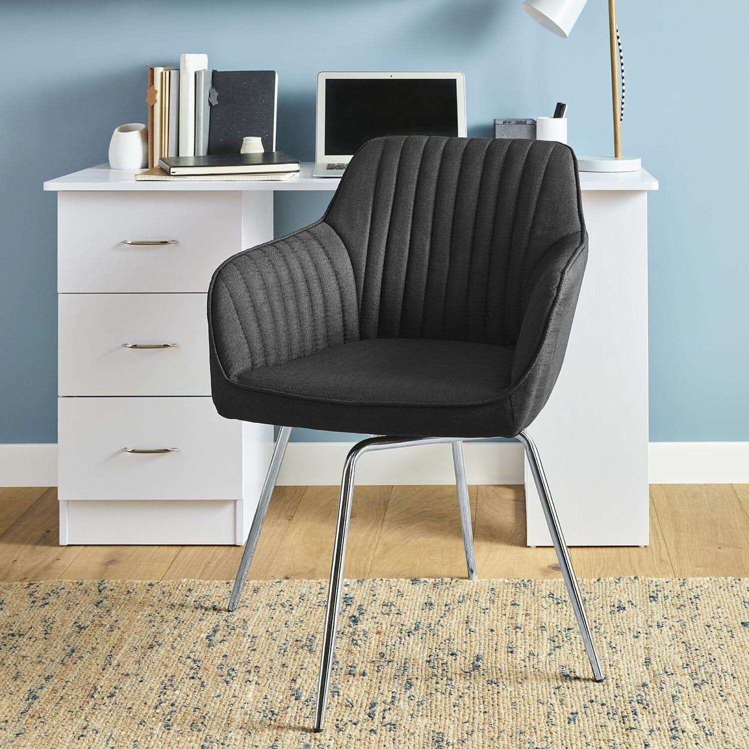 Outlet – Darcy swivel chair - fabric - black and chrome - Image 2