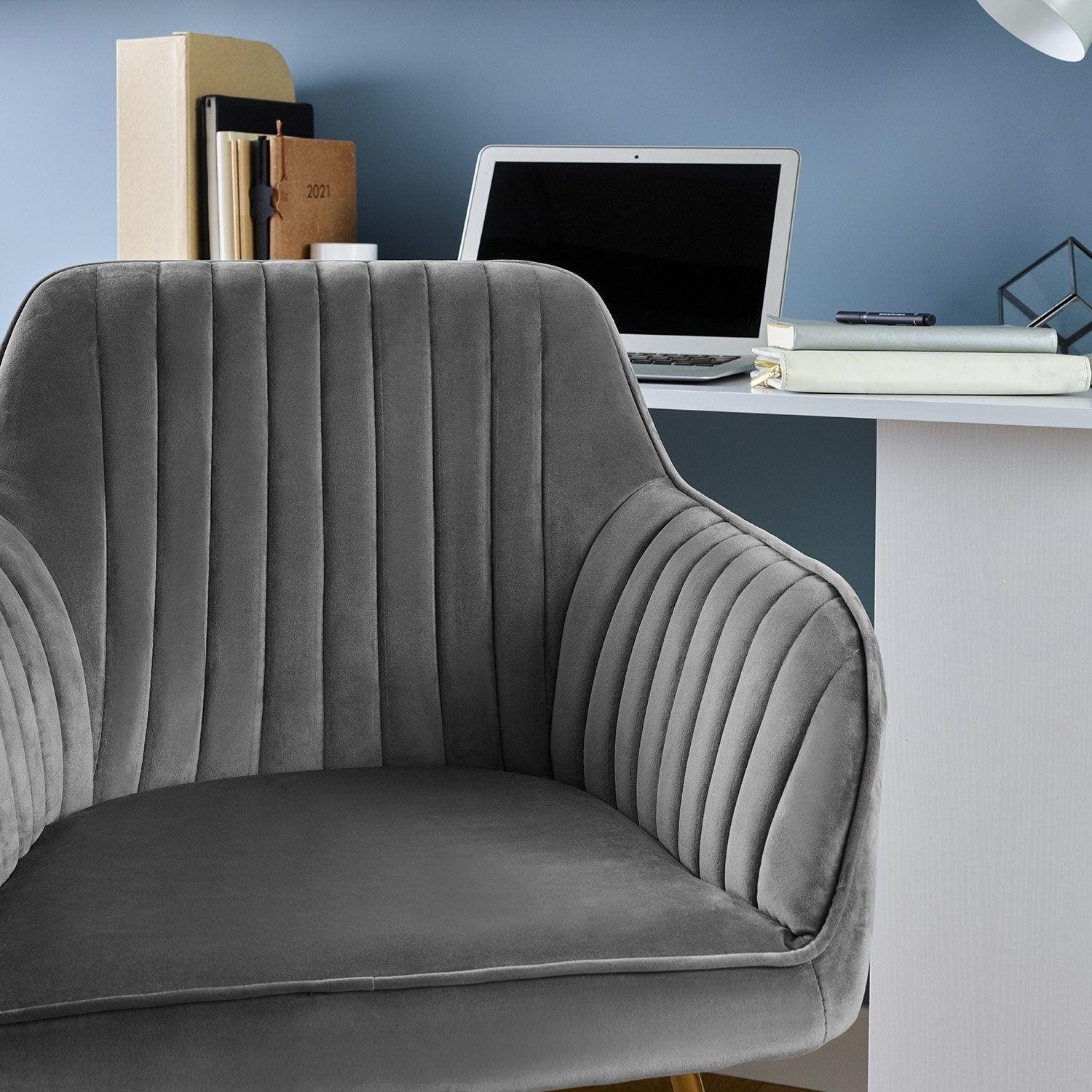 Outlet - Darcy swivel chair - velvet - grey and gold - Image 3