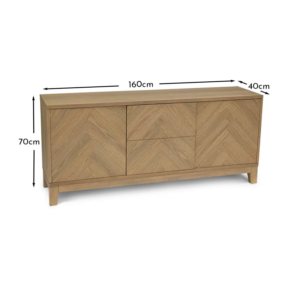 Outlet - Ella 2 Door 2 Draws Large Sideboard - Pale Oak - Image 13