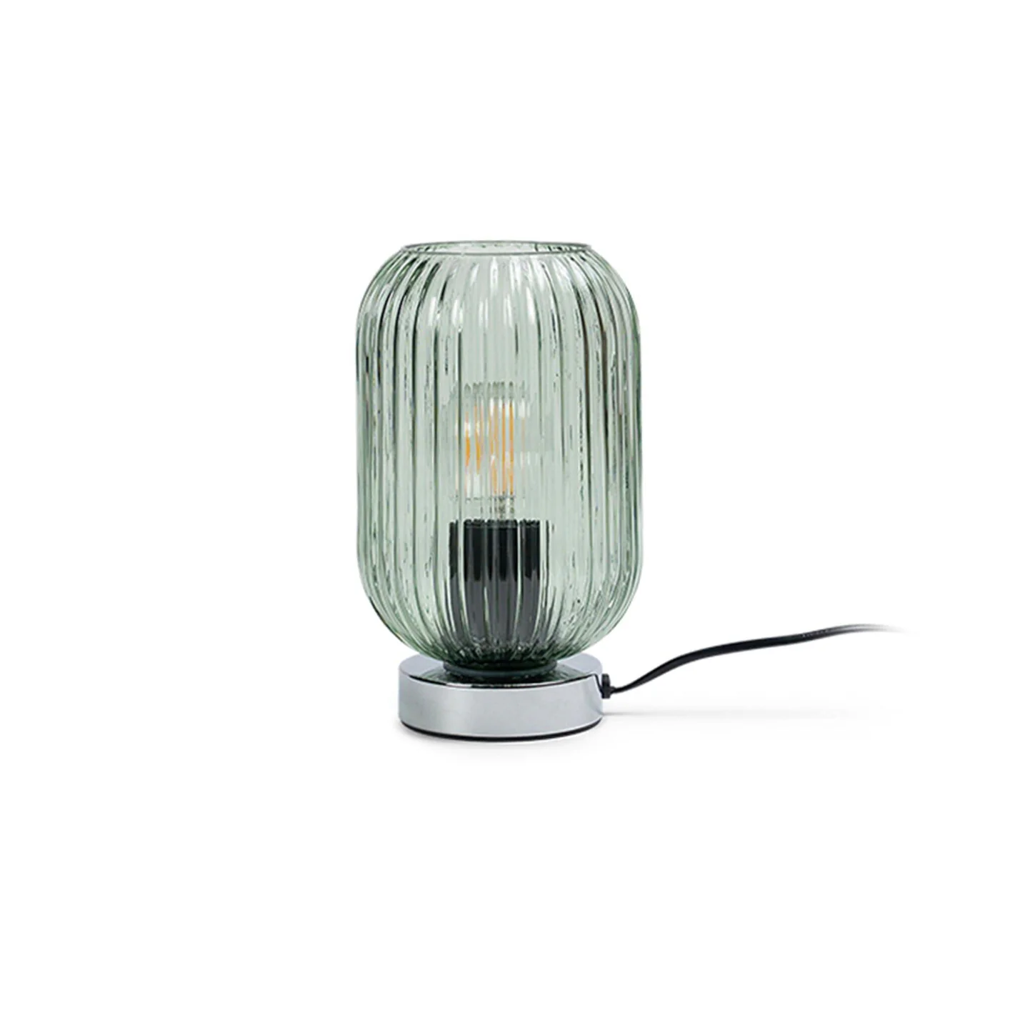 Outlet - Elland 22.5cm Glass Table Lamp - Sage Green & Chrome