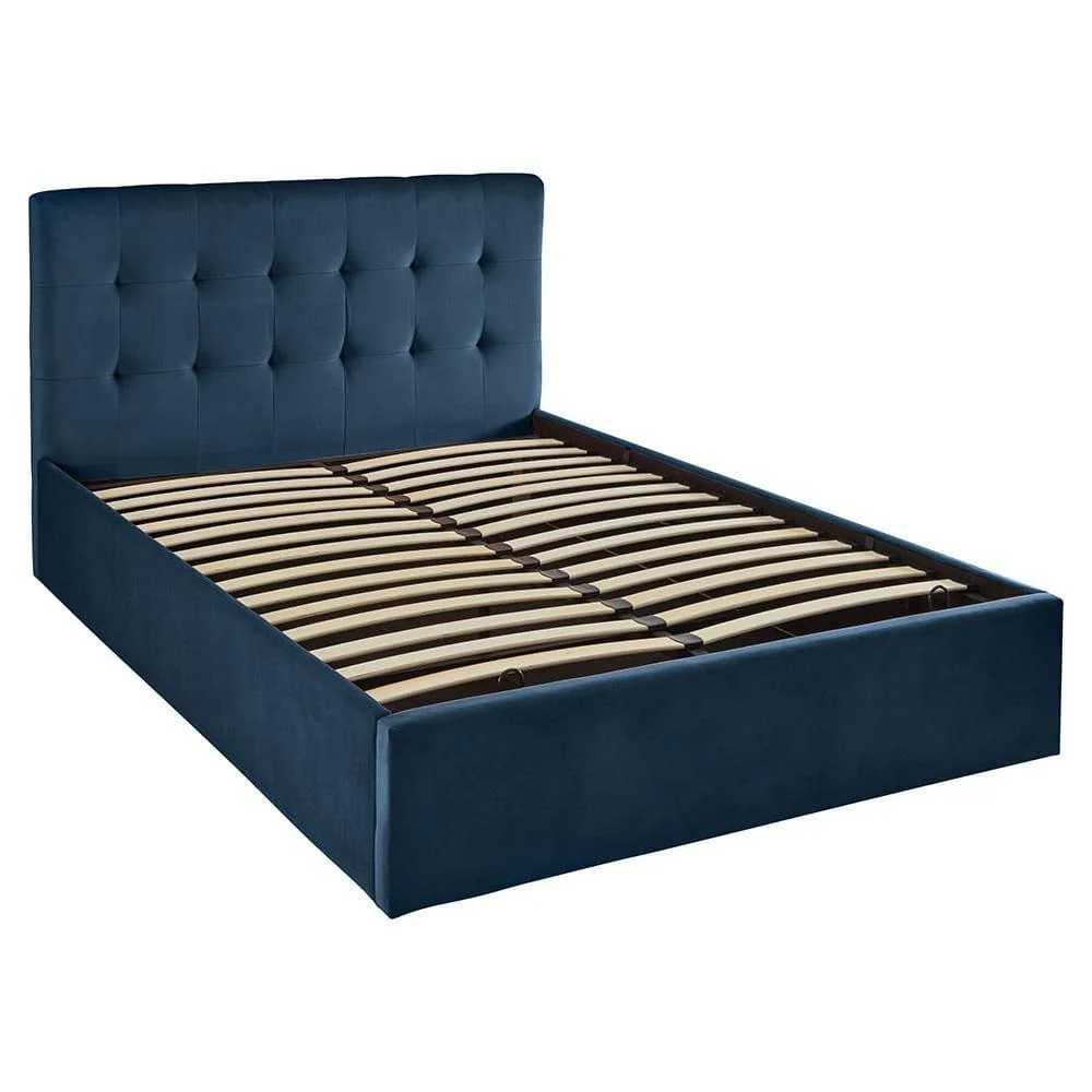 Outlet - Elle King Size Ottoman Bed - Blue Velvet - Image 5