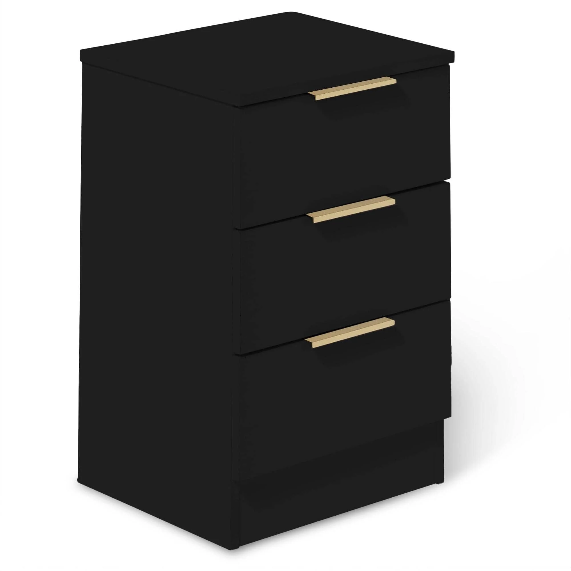 Outlet - Essie 3 Drawer Bedside Table - Pitch Black - Image 3