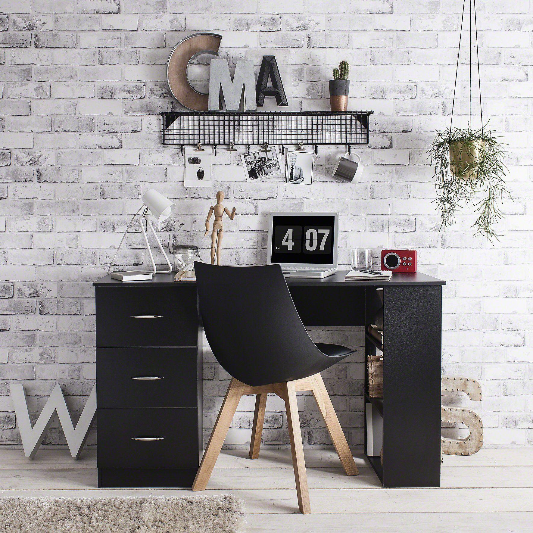 Outlet - Essie 3 Drawer Desk - Black - Image 2