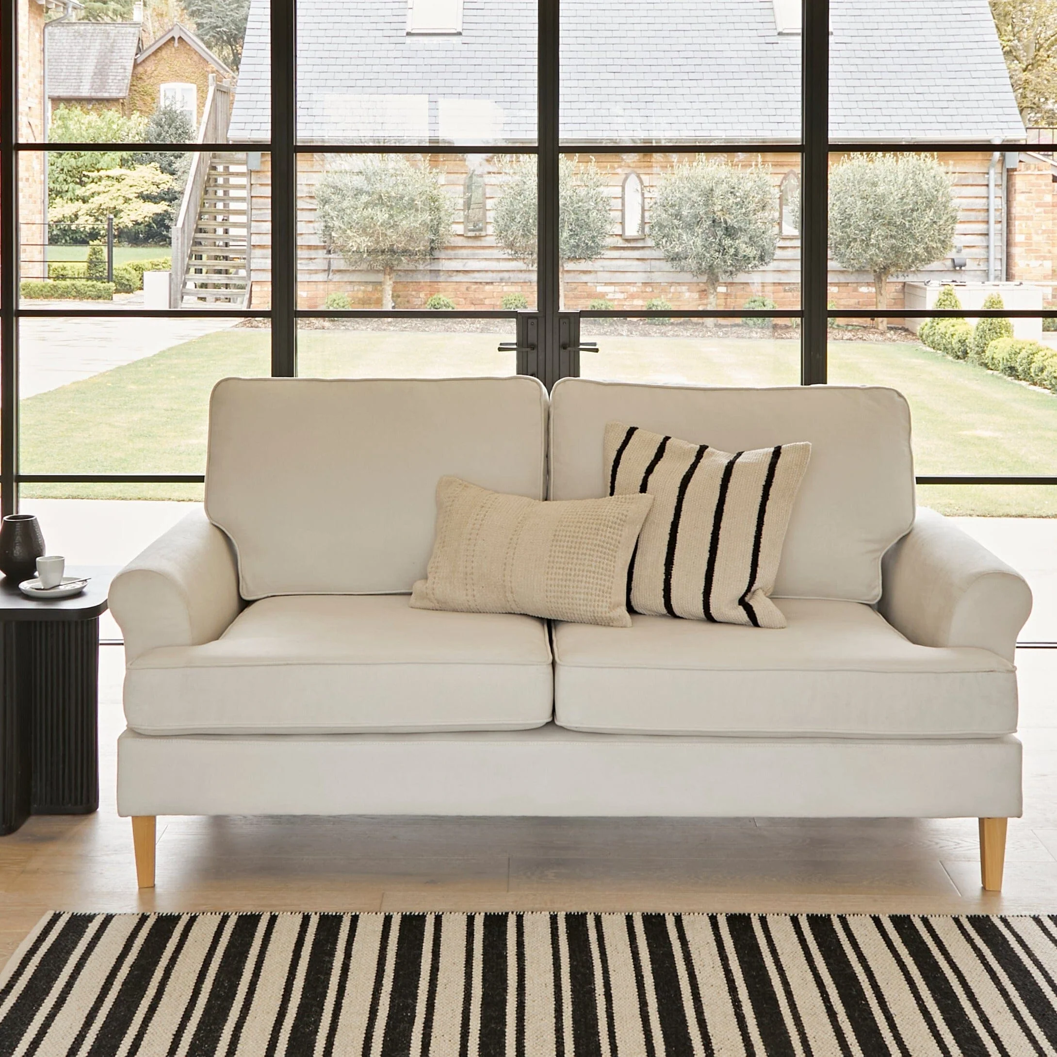 Evedon 50x50cm Cotton Cushion Cover - Black & Natural - Image 4