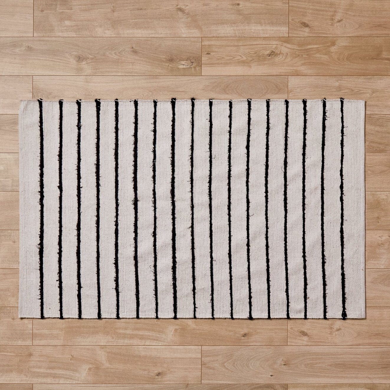 Evedon Black & Natural Striped Cotton Rug - 200 x 290cm - Image 2