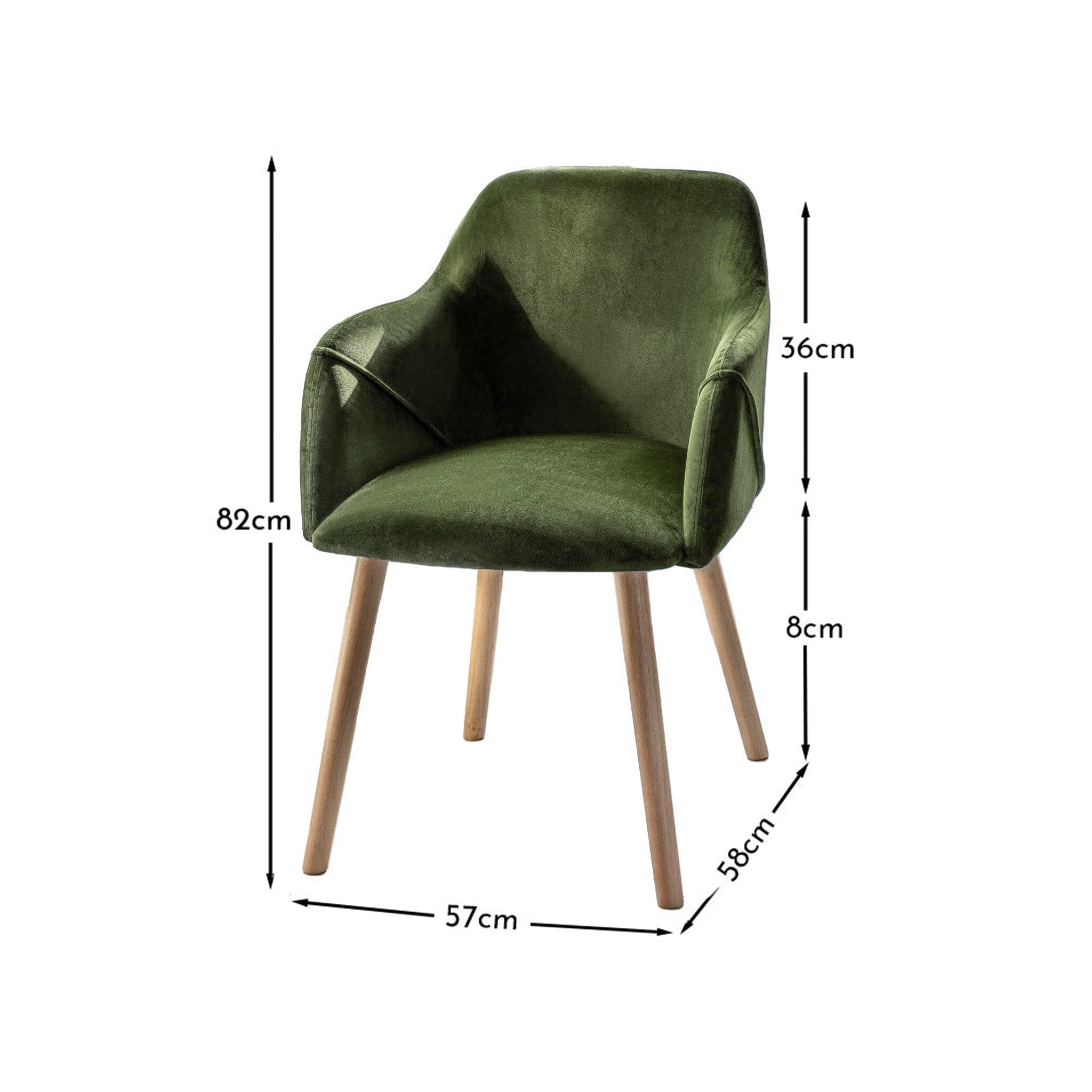 Outlet - Freya Armchairs - Set Of 2 - Fern Green with Whitewash Oak Legs - Image 3