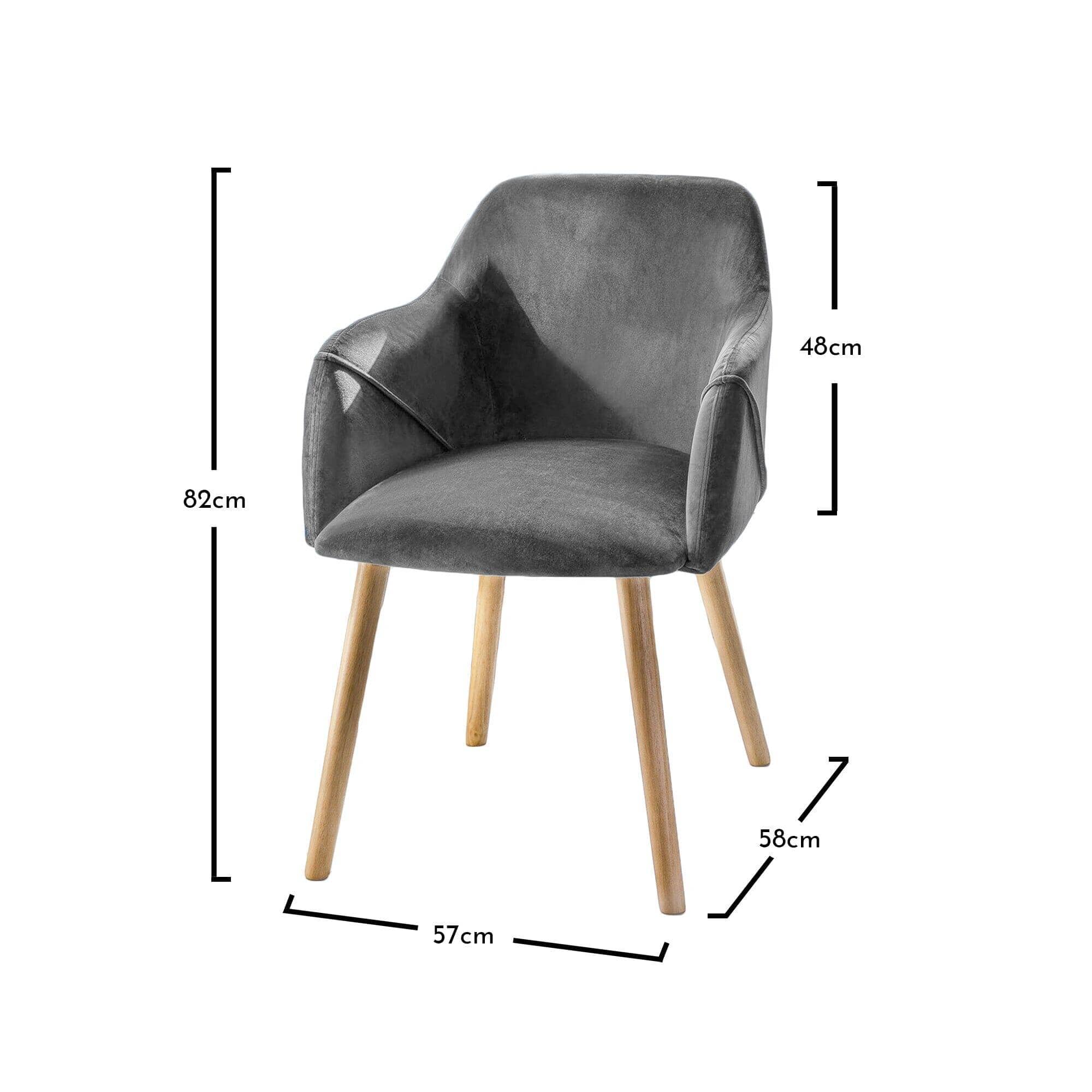 Outlet - Freya Dining Chairs With Arms - Set of 2 - Grey & Pale Oak - Image 4