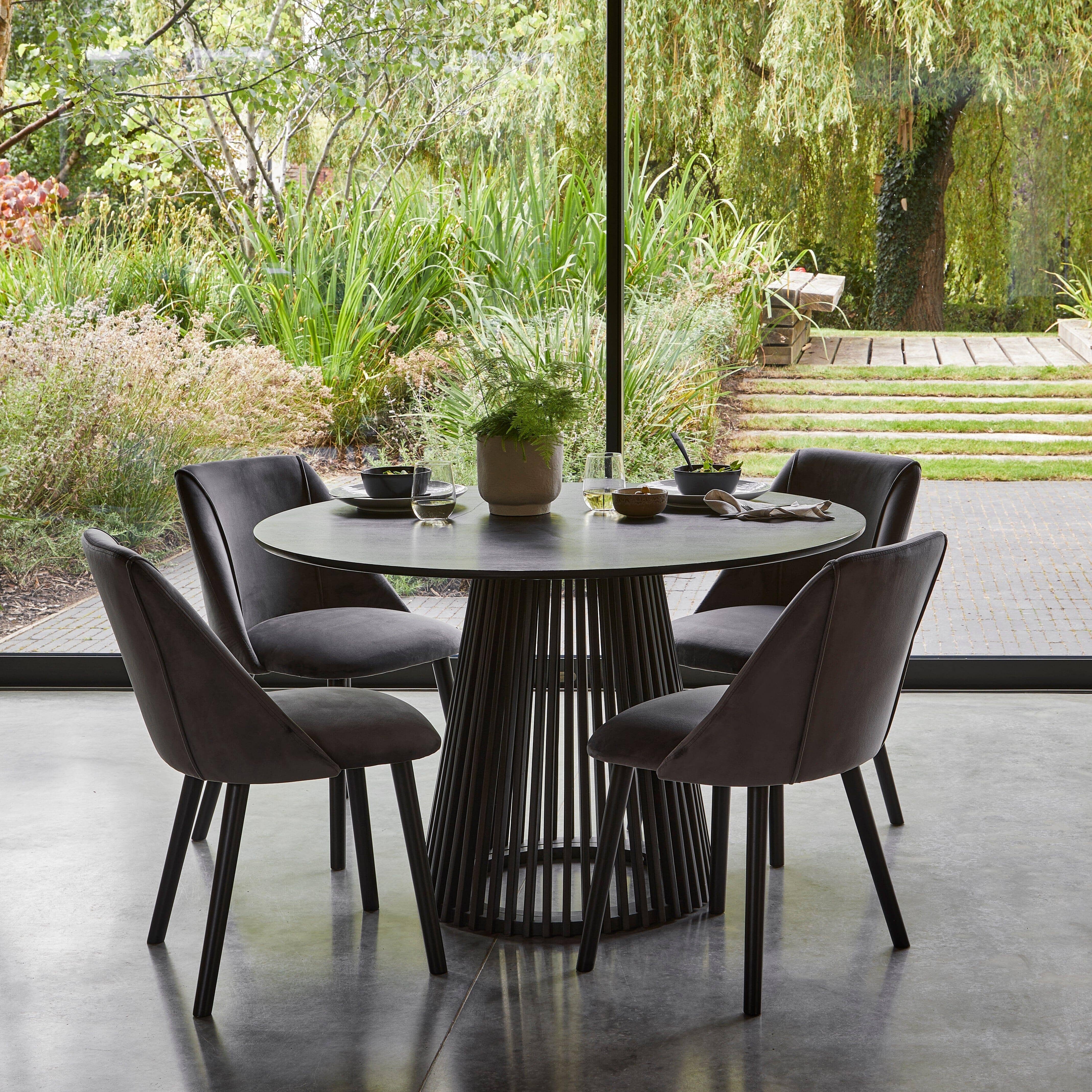 Outlet - Freya Dining Chairs - Set of 2 - Grey & Black Wood - Image 2