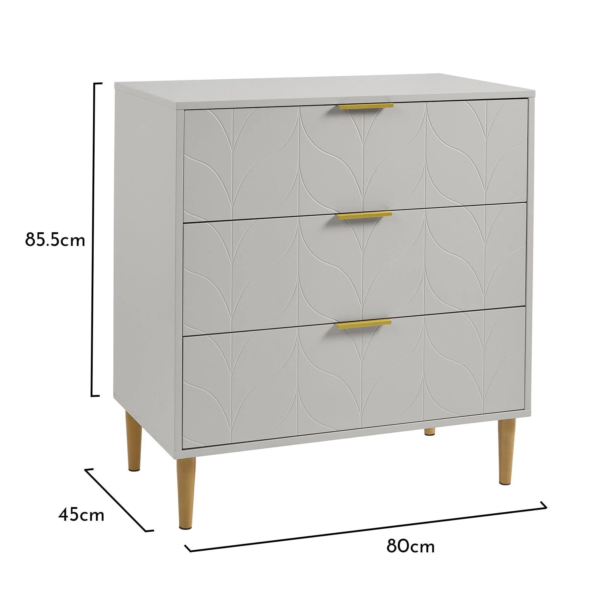 Outlet - Gloria Chest of Drawers - Grey & Brass Effect - Image 6