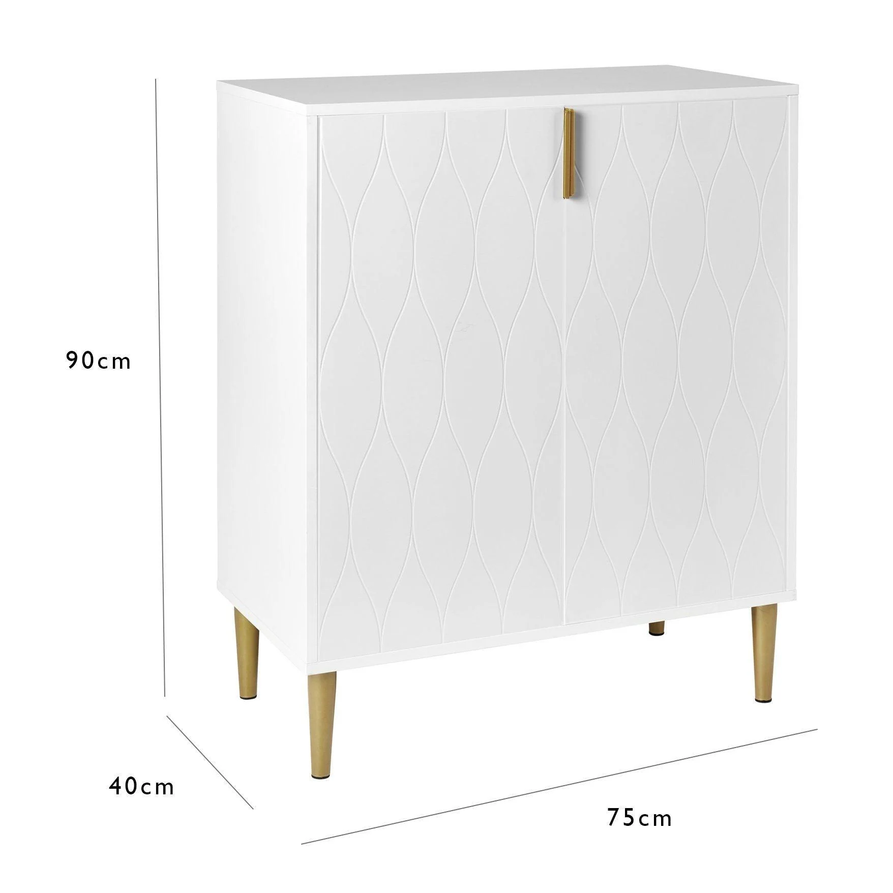 Outlet - Gloria Small Sideboard - White & Brass Effect - Image 5