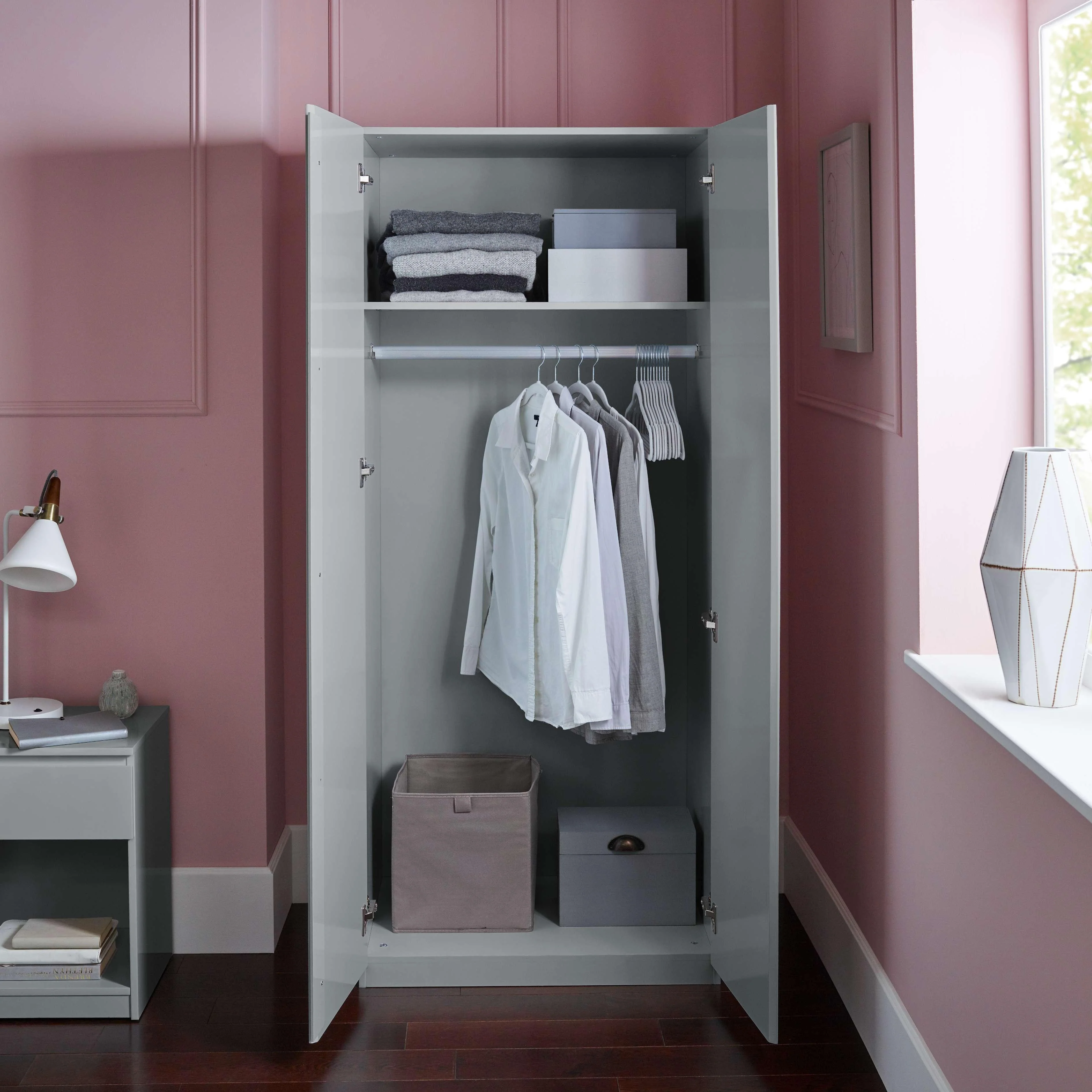 Outlet - Clemmie Double Wardrobe - Grey - Image 3