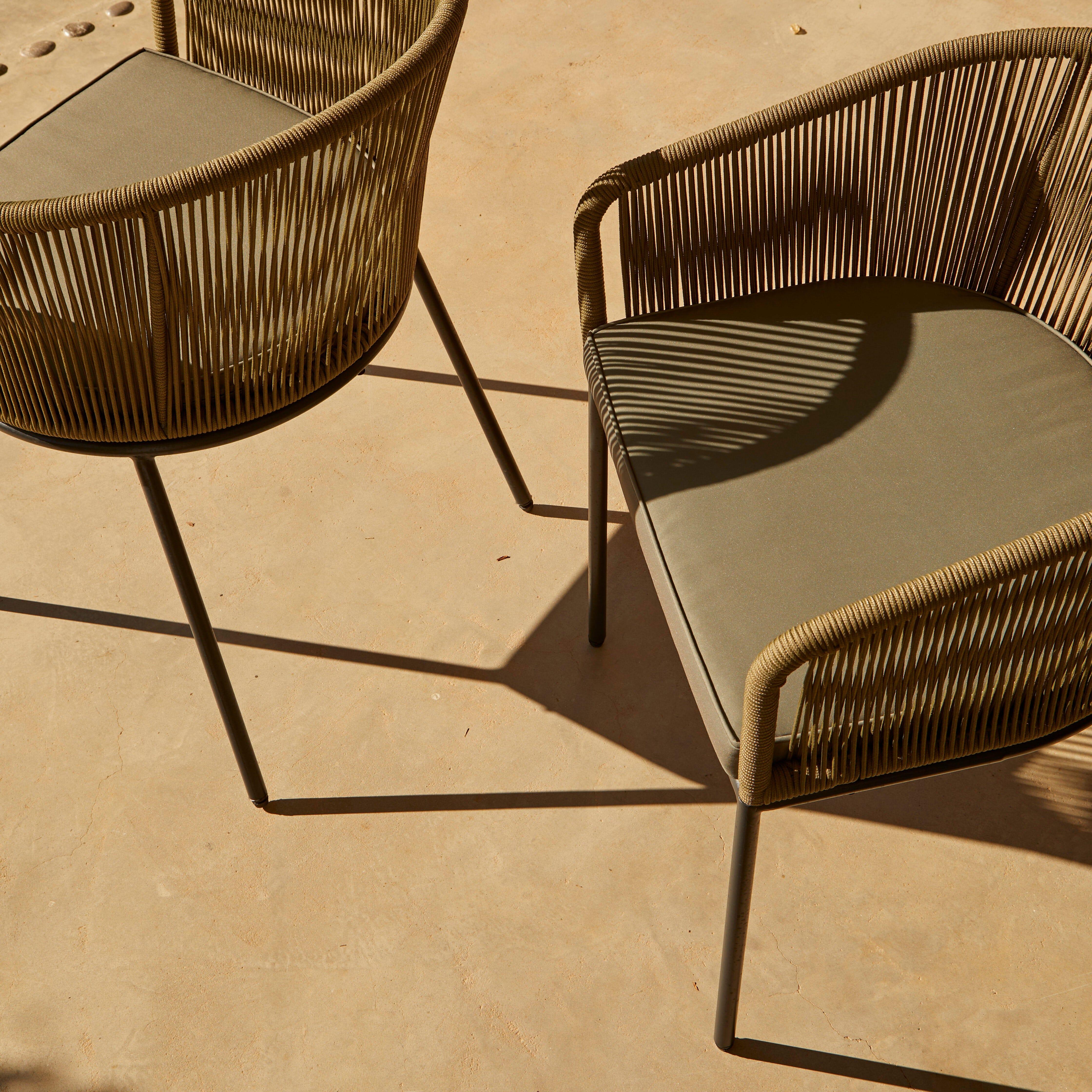 Hali Khaki Green Rope Chair with Cushion - Set of 2 - Image 5