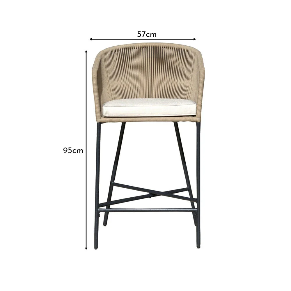 Hali Natural Rope Garden Bar Stool with Cushion - Set of 4 - Image 6