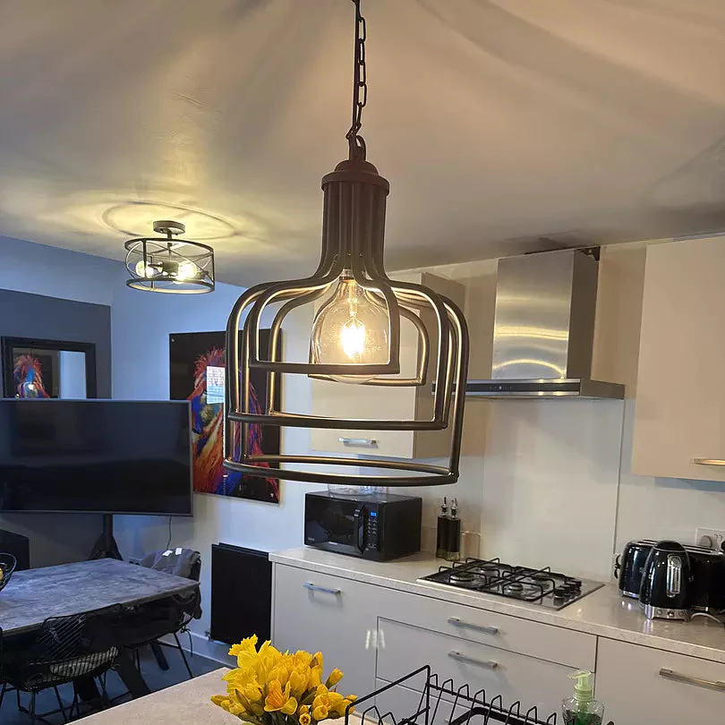 Outlet - Hatherden 44.5cm Metal Pendant Light, Black - Image 4