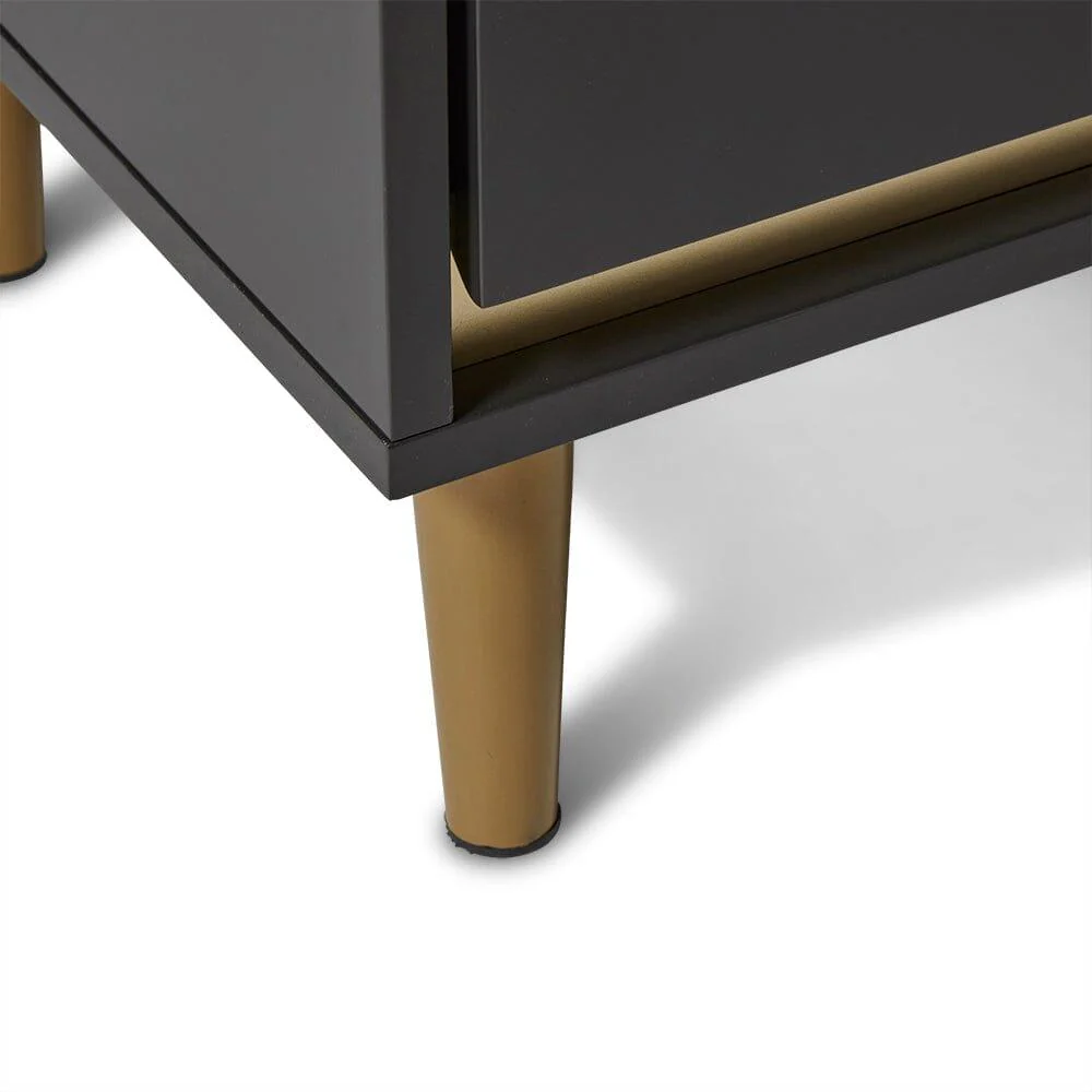 Outlet - Iliana 2 Door Small Sideboard - Charcoal Grey & Gold Legs - Image 5