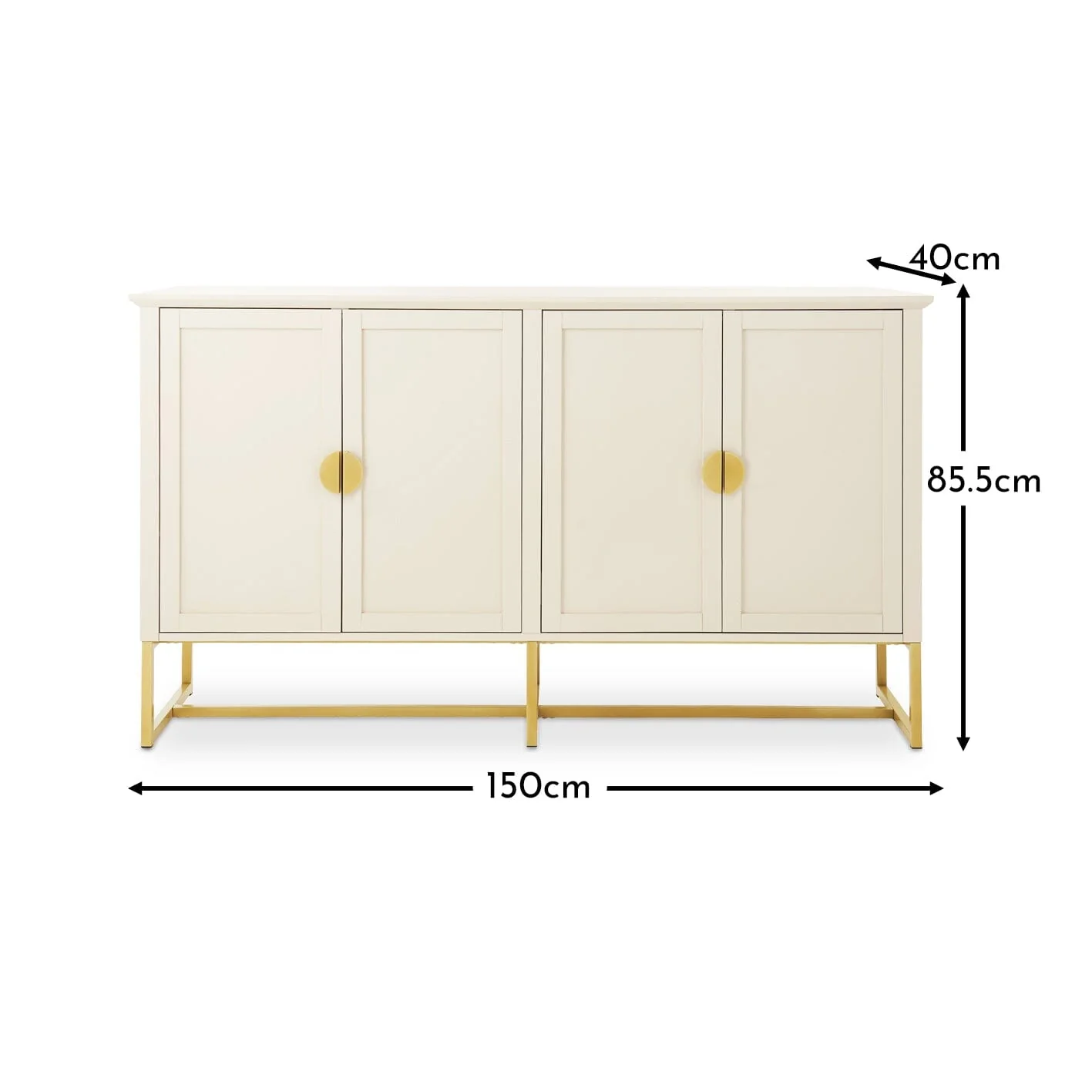 Outlet - Ines 4 Door Large Sideboard - Taupe & Gold - Image 14