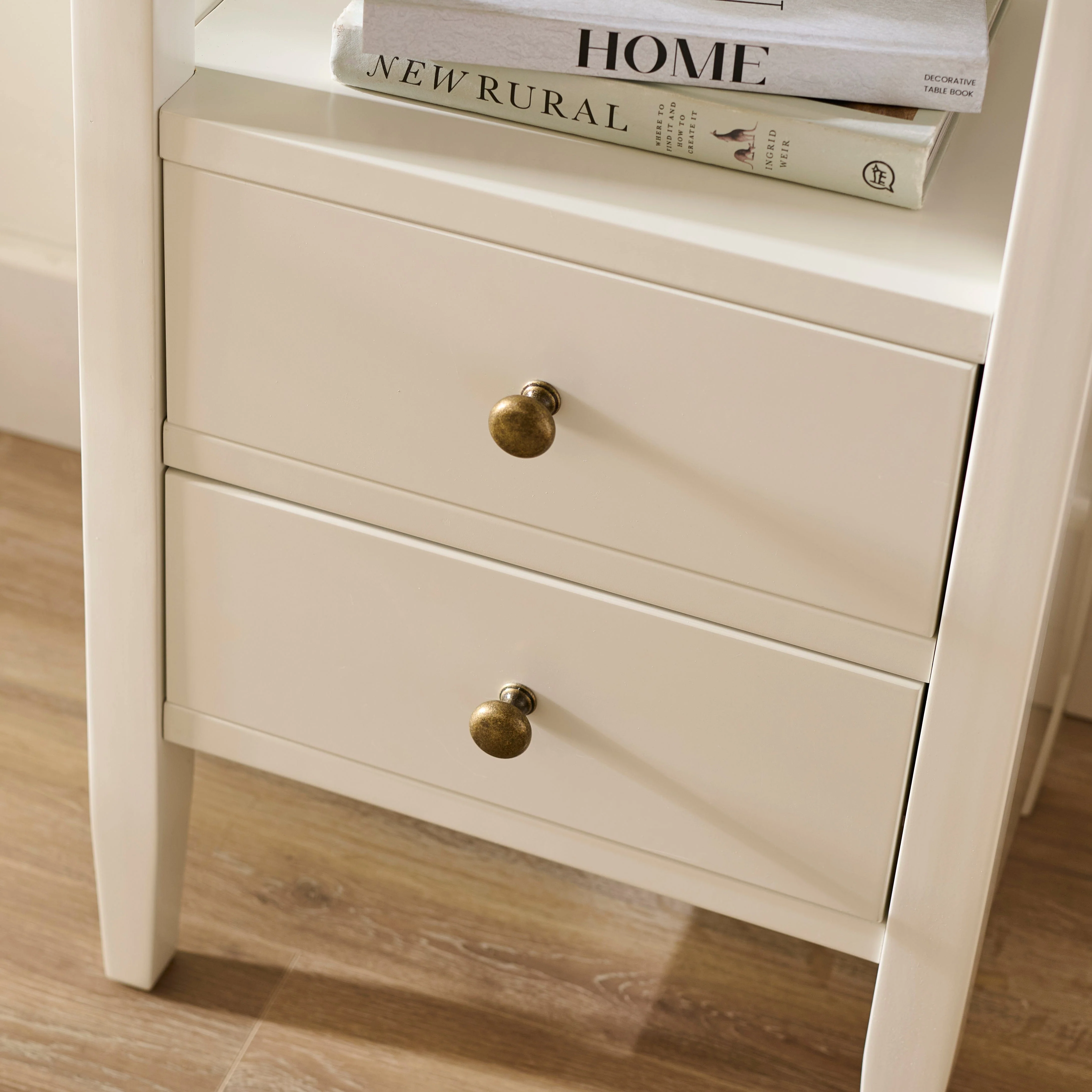 Outlet - Ivy 2 Drawer Bedside Table - Ivory White - Image 3