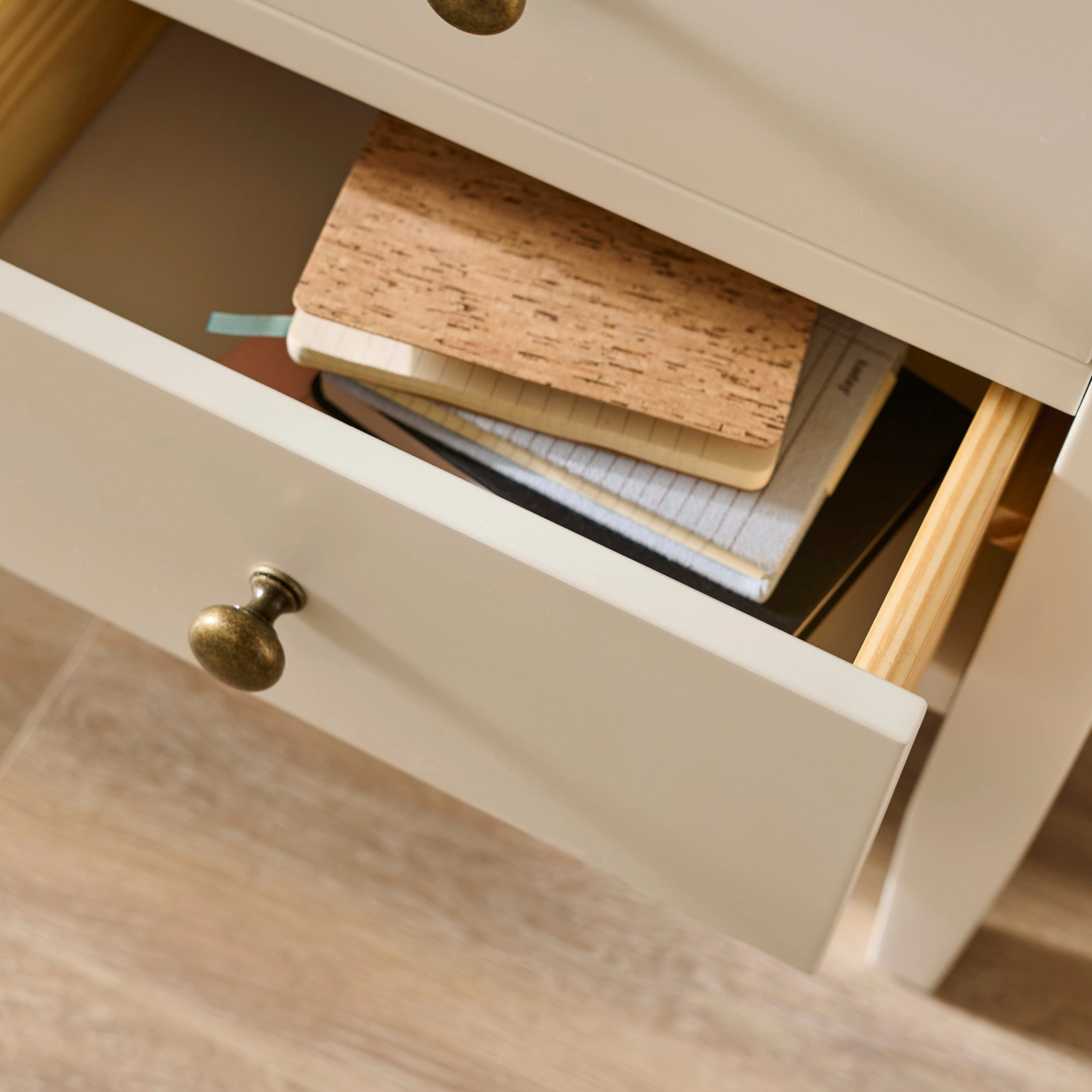 Outlet - Ivy 2 Drawer Bedside Table - Ivory White - Image 4