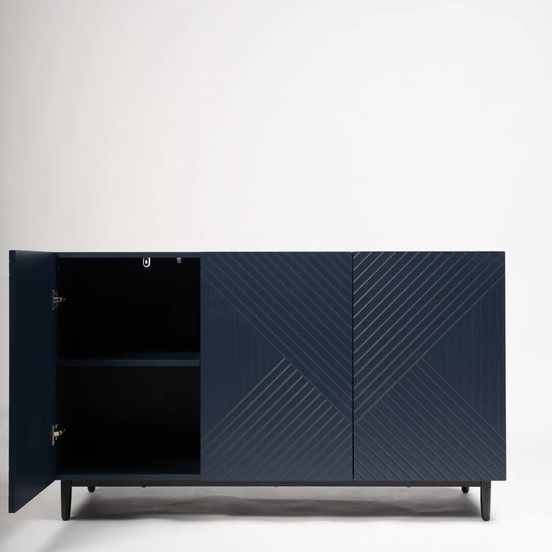 Jack 3 Door Large Sideboard - Geometric Blue - Image 11