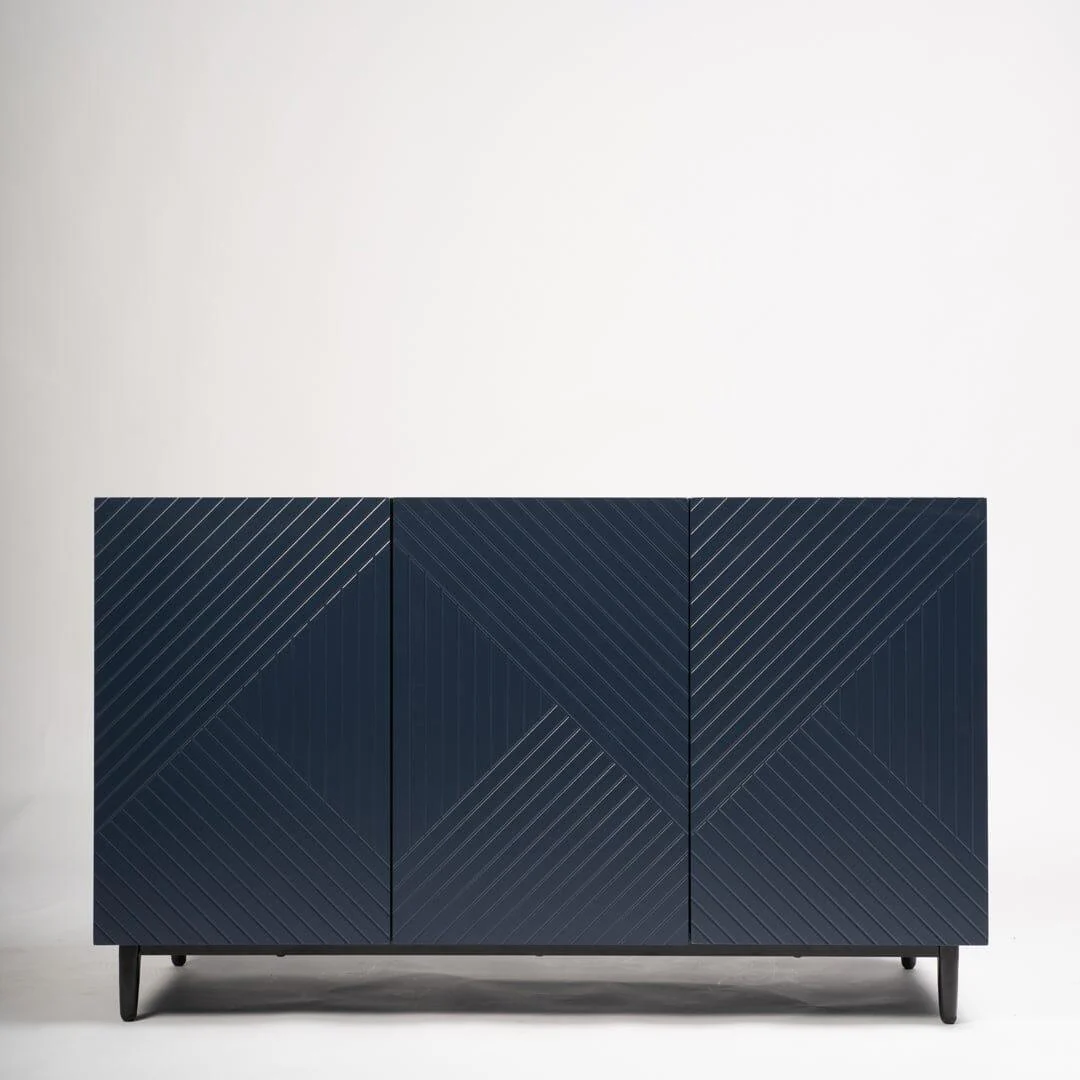 Jack 3 Door Large Sideboard - Geometric Blue - Image 4