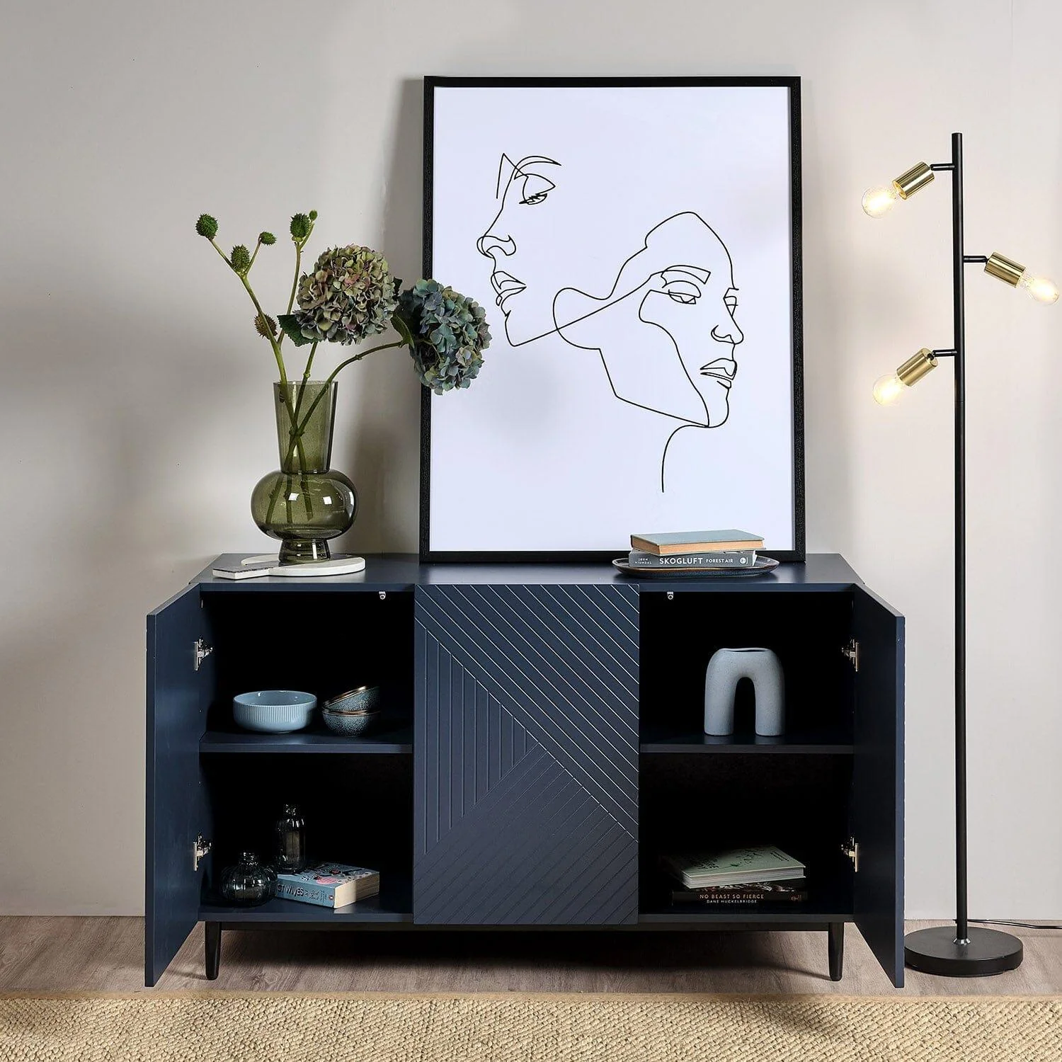 Jack 3 Door Large Sideboard - Geometric Blue - Image 9