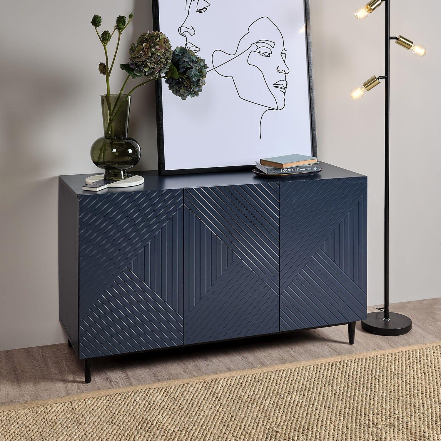 Jack 3 Door Large Sideboard - Geometric Blue - Image 7