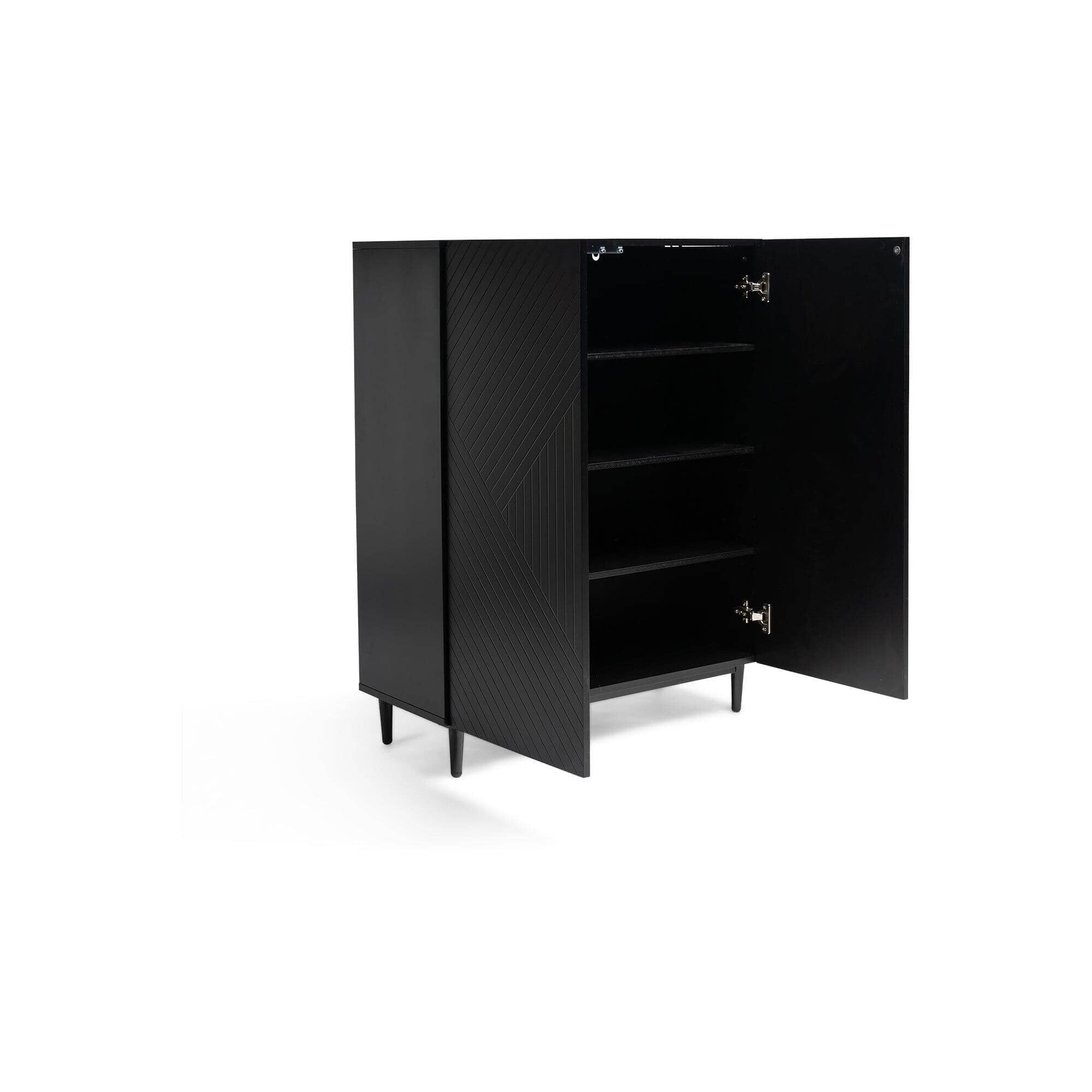 Outlet - Jack Small Shoe Cabinet - Geometric - Black - Image 5
