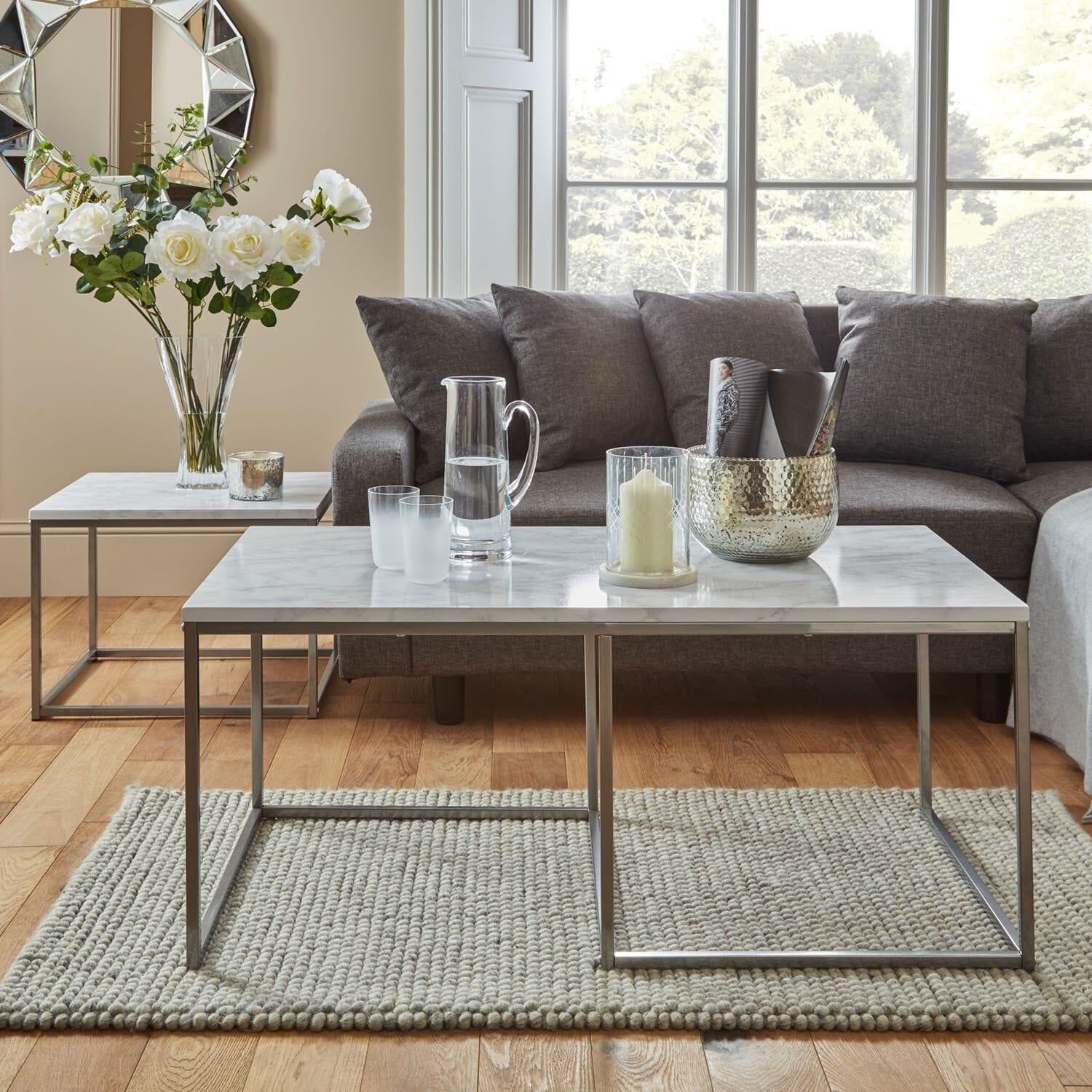 Outlet - Jay Large Coffee Table - Marble Effect & Chrome