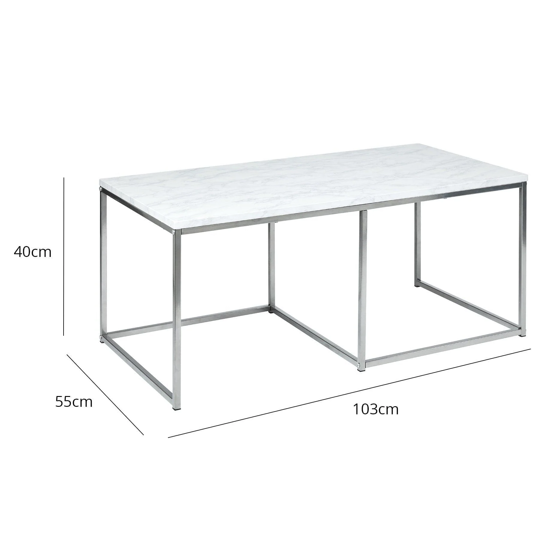 Outlet - Jay Large Coffee Table - Marble Effect & Chrome - Image 7