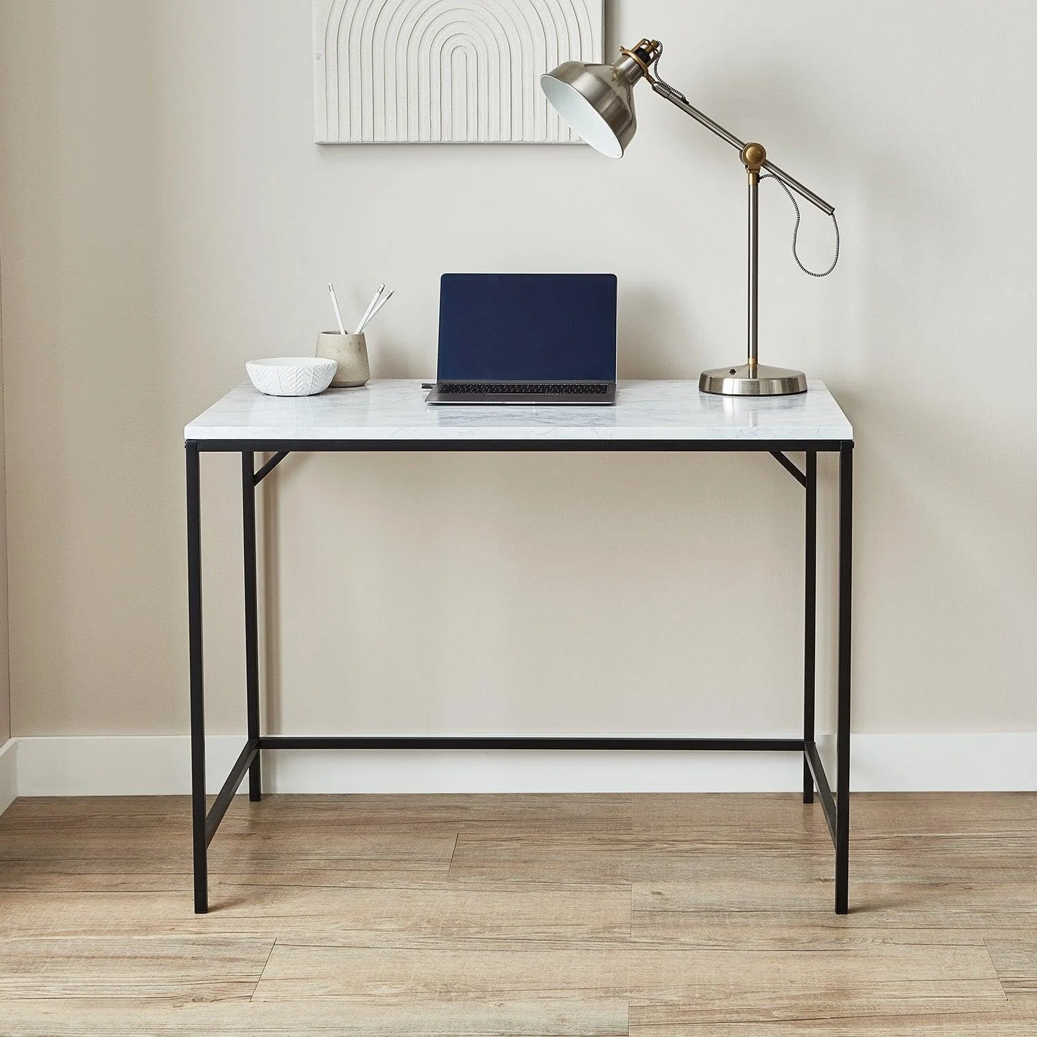 Outlet - Jay Desk - Marble Effect & Black - Image 2