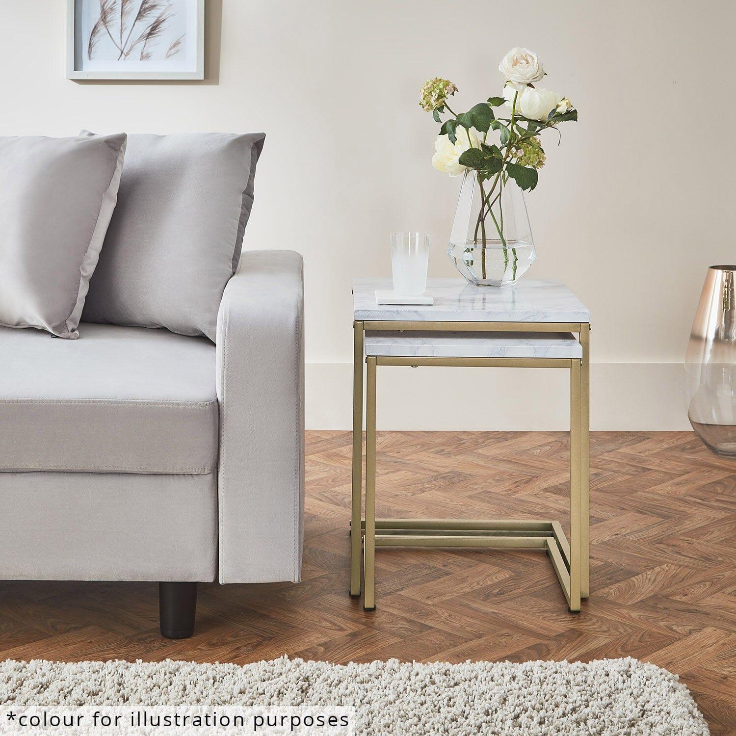 Outlet - Jay Nest of Tables - Marble Effect & Chrome - Image 4