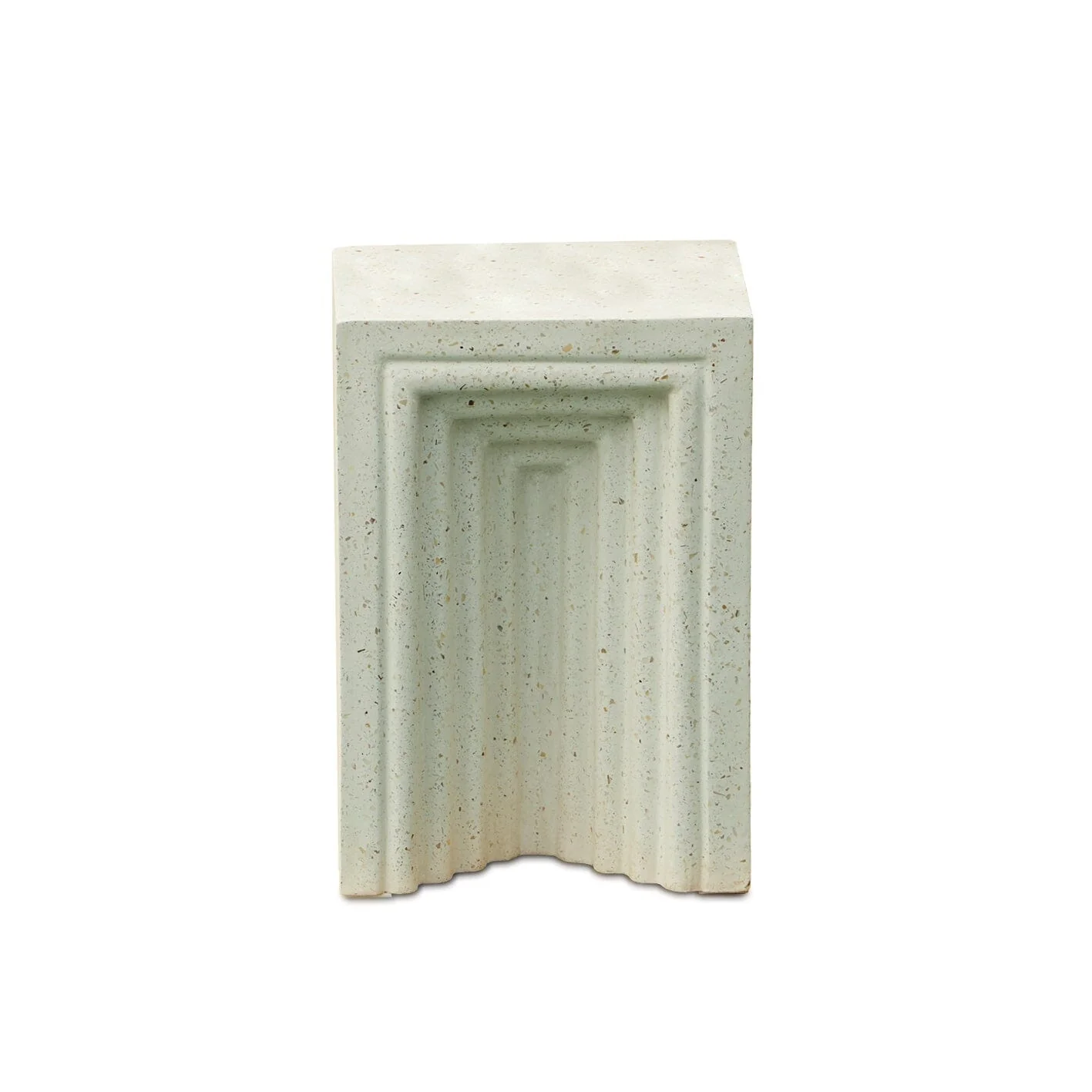 Karasi Concrete Rectangular Garden Side Table - Pearl Terrazzo - Image 10
