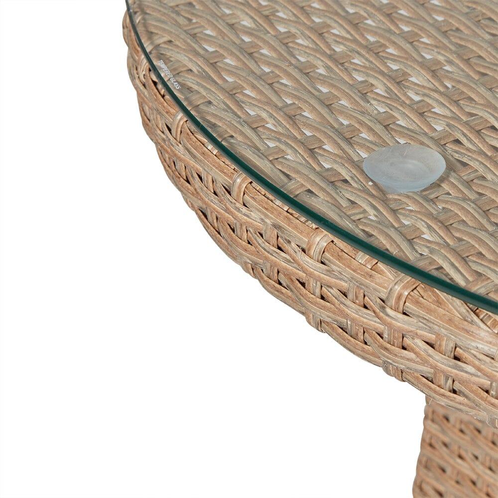 Kemble 4 Seater Garden Round Dining Table - Natural Brown - Image 6