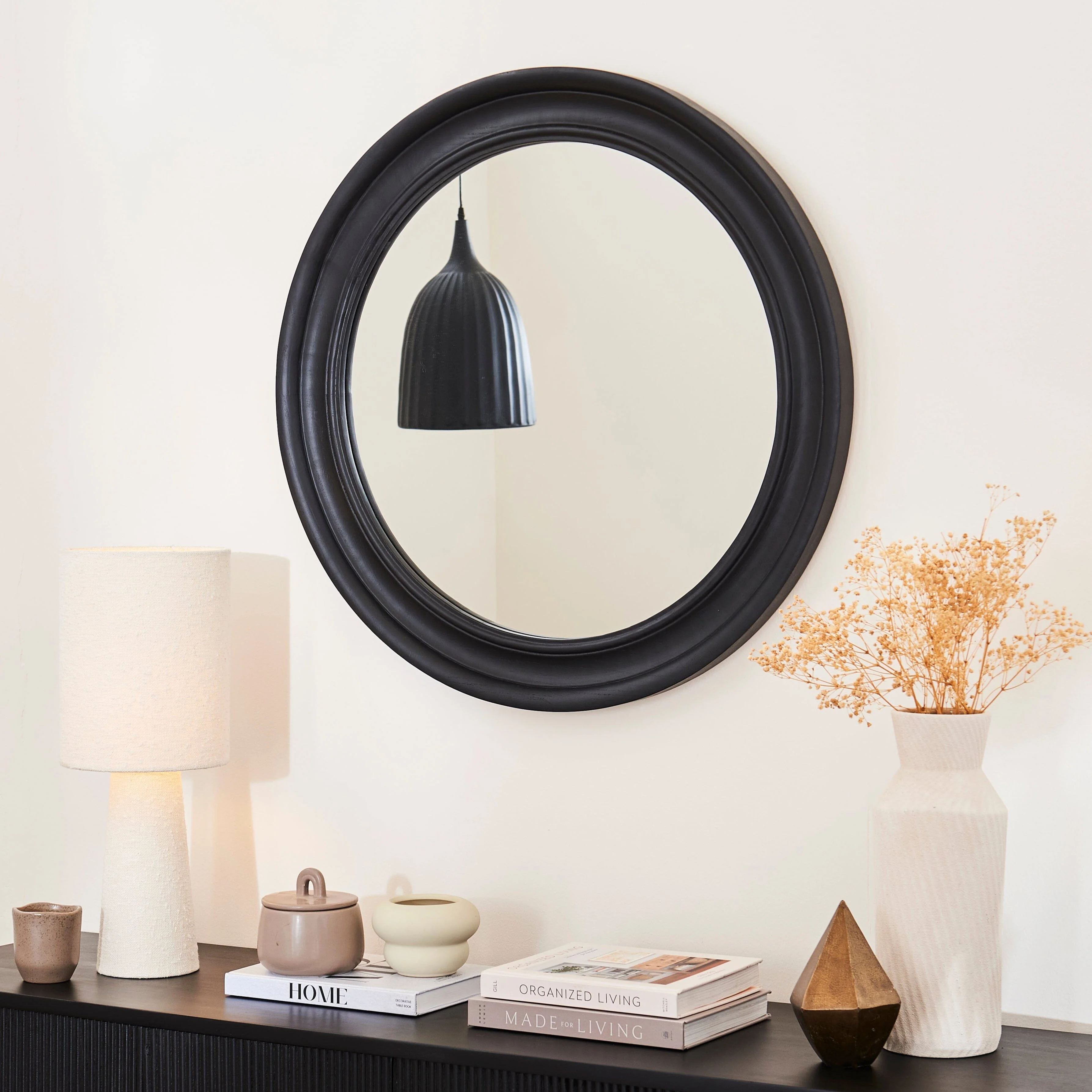 Outlet - Langton 75cm Wooden Mirror - Black - Image 2